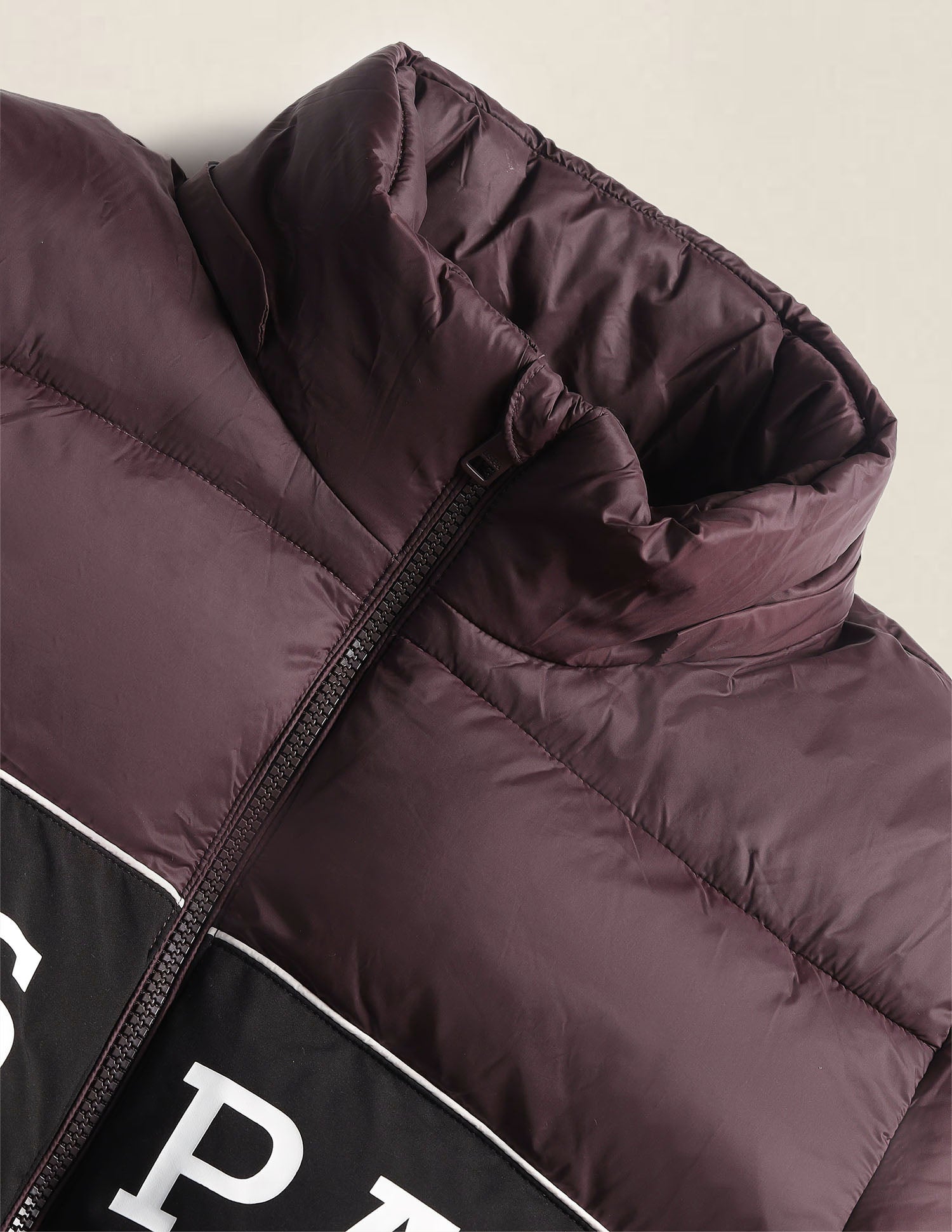 Colourblocked Regular Fit Puffer Jacket Wine - U.S. Polo Assn. India | Large