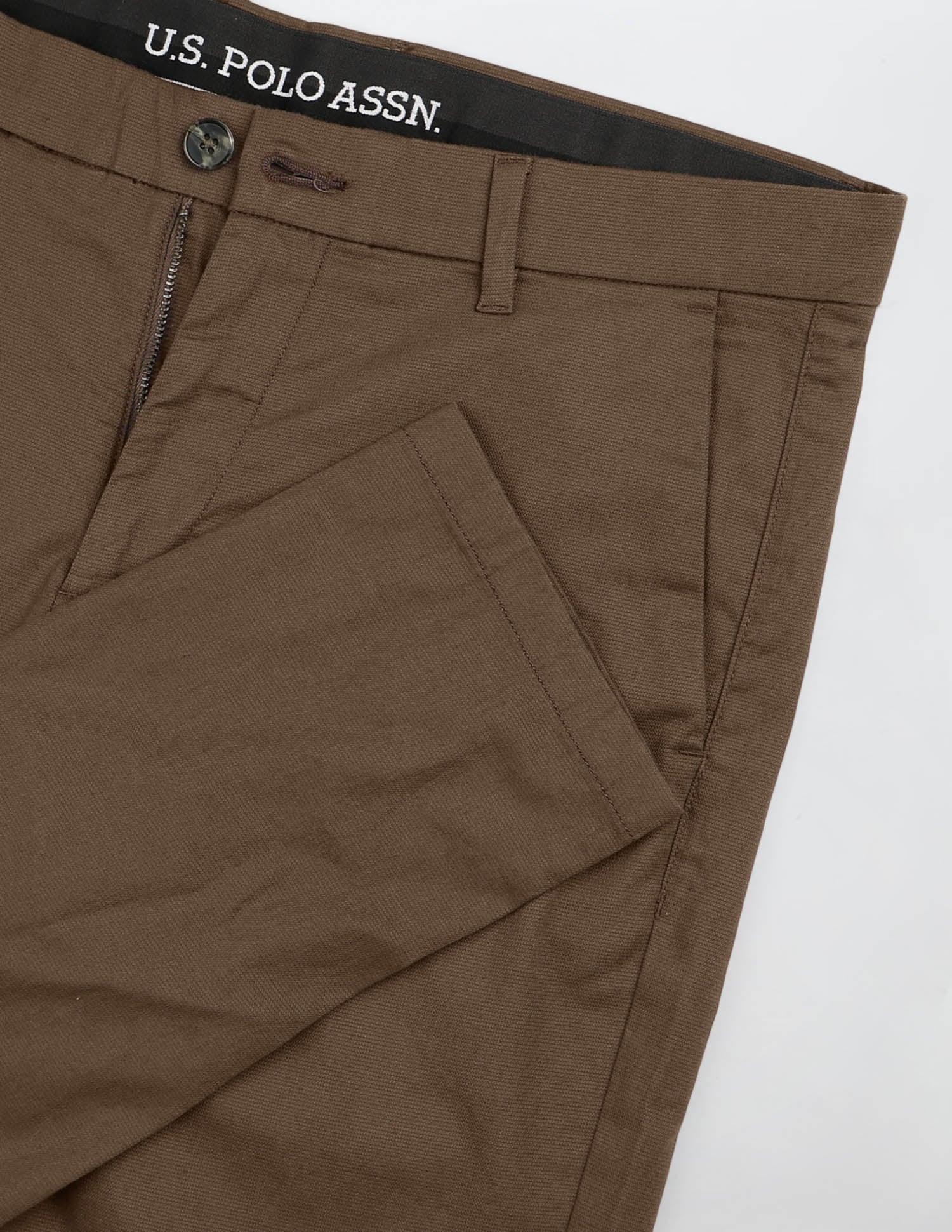 Textured Slim Fit Trousers Brown - U.S. POLO ASSN. | Large