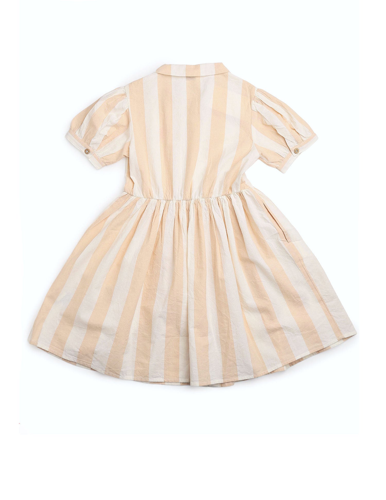 Girls Peter Pan Collar Shirt Dress Beige and Off White - U.S. Polo Assn. India | Large