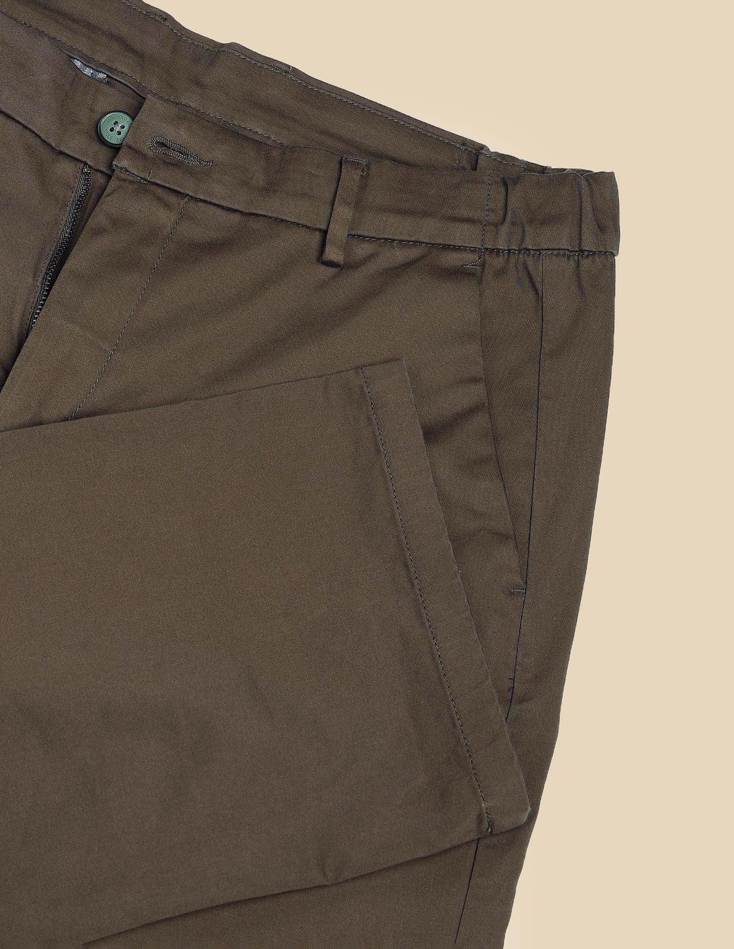 Riley Straight Fit Satin Trousers Dark Olive - U.S. Polo Assn. India | Large