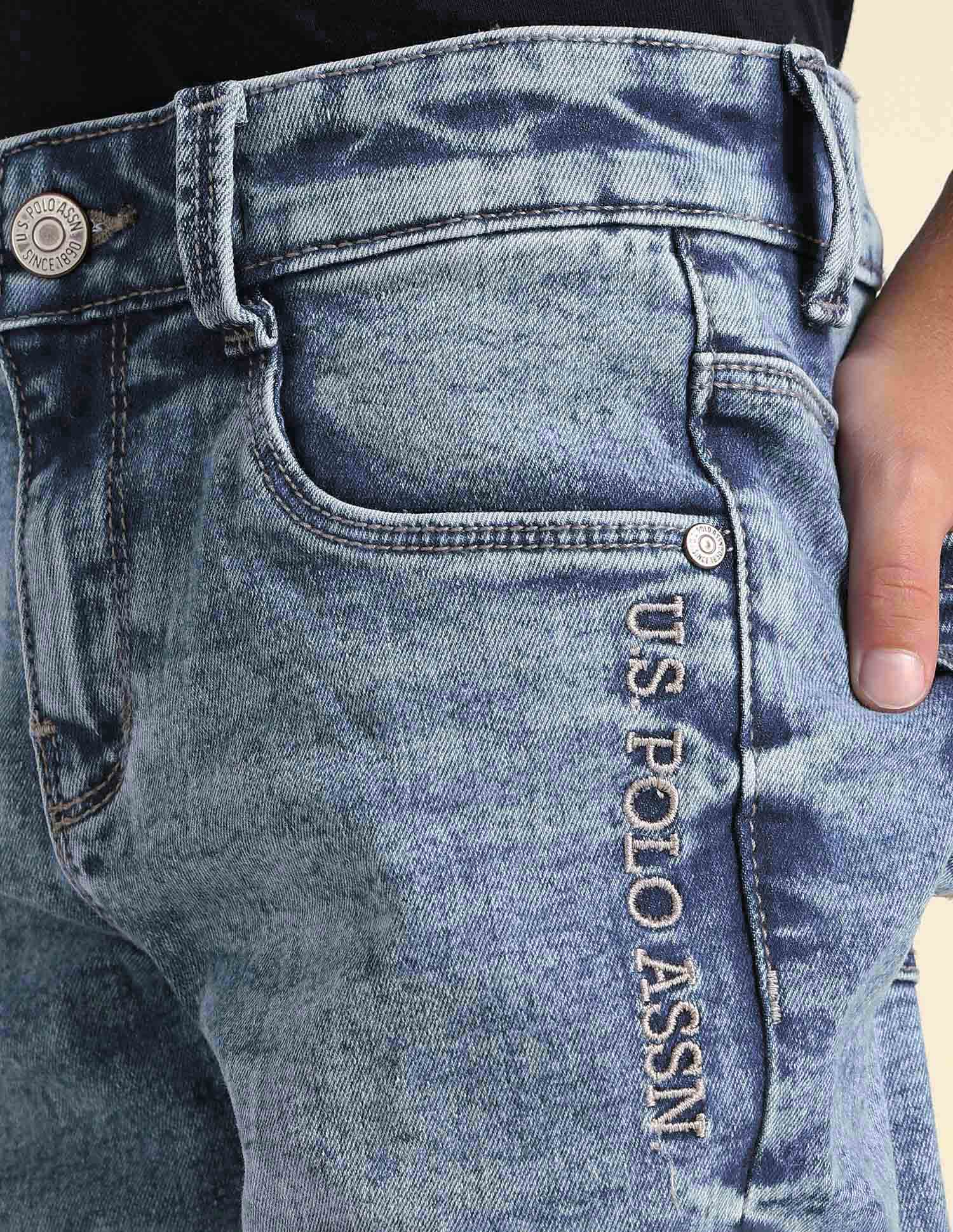 Boys Relaxed Fit Blue Jeans Light Blue - U.S. POLO ASSN. | Large