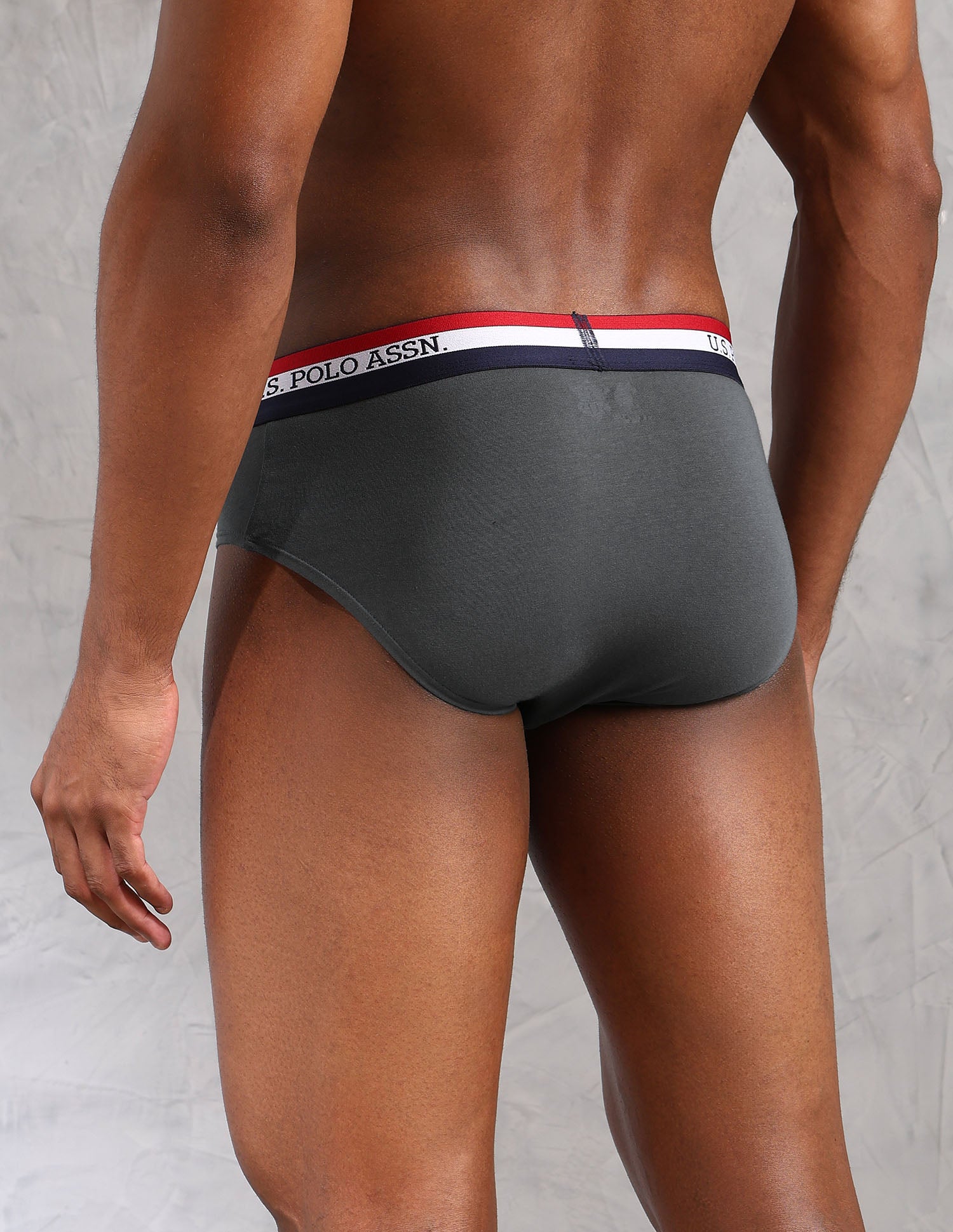 Striped Waistband EB002 Briefs - Pack Of 2 Iron Gate and Black - U.S. POLO ASSN. | Large