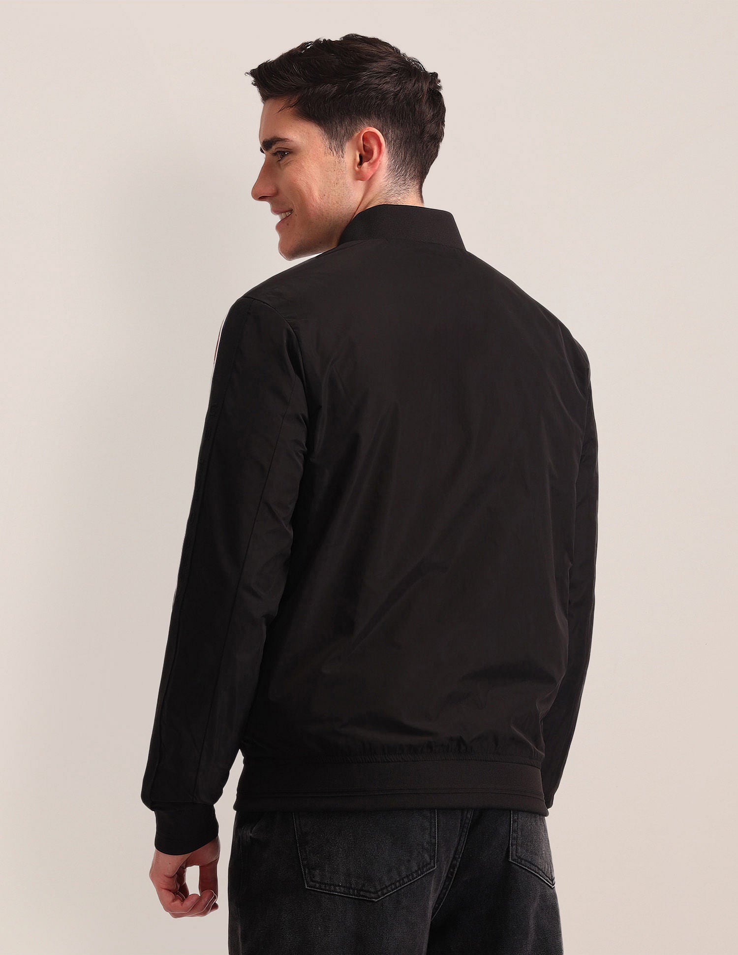 Regular Fit Striped Bomber Jacket Grey - U.S. Polo Assn. India | Large