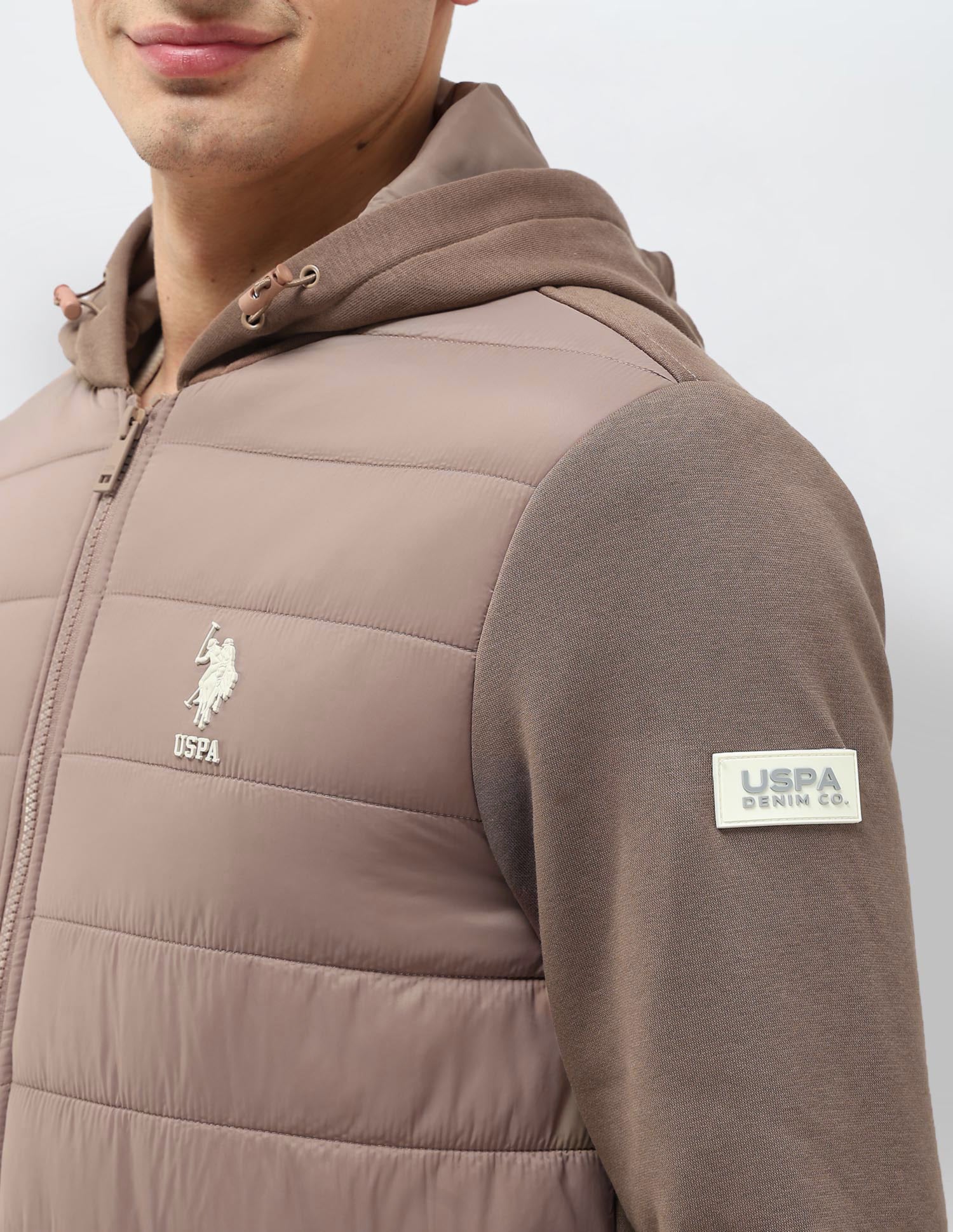 Solid Hooded Puffer Jacket Khaki - U.S. POLO ASSN. | Large