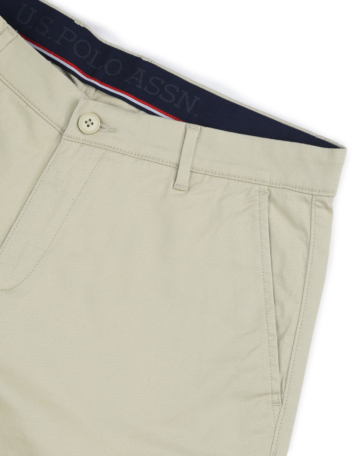 Solid Slim Fit Shorts Beige - U.S. POLO ASSN. | Large