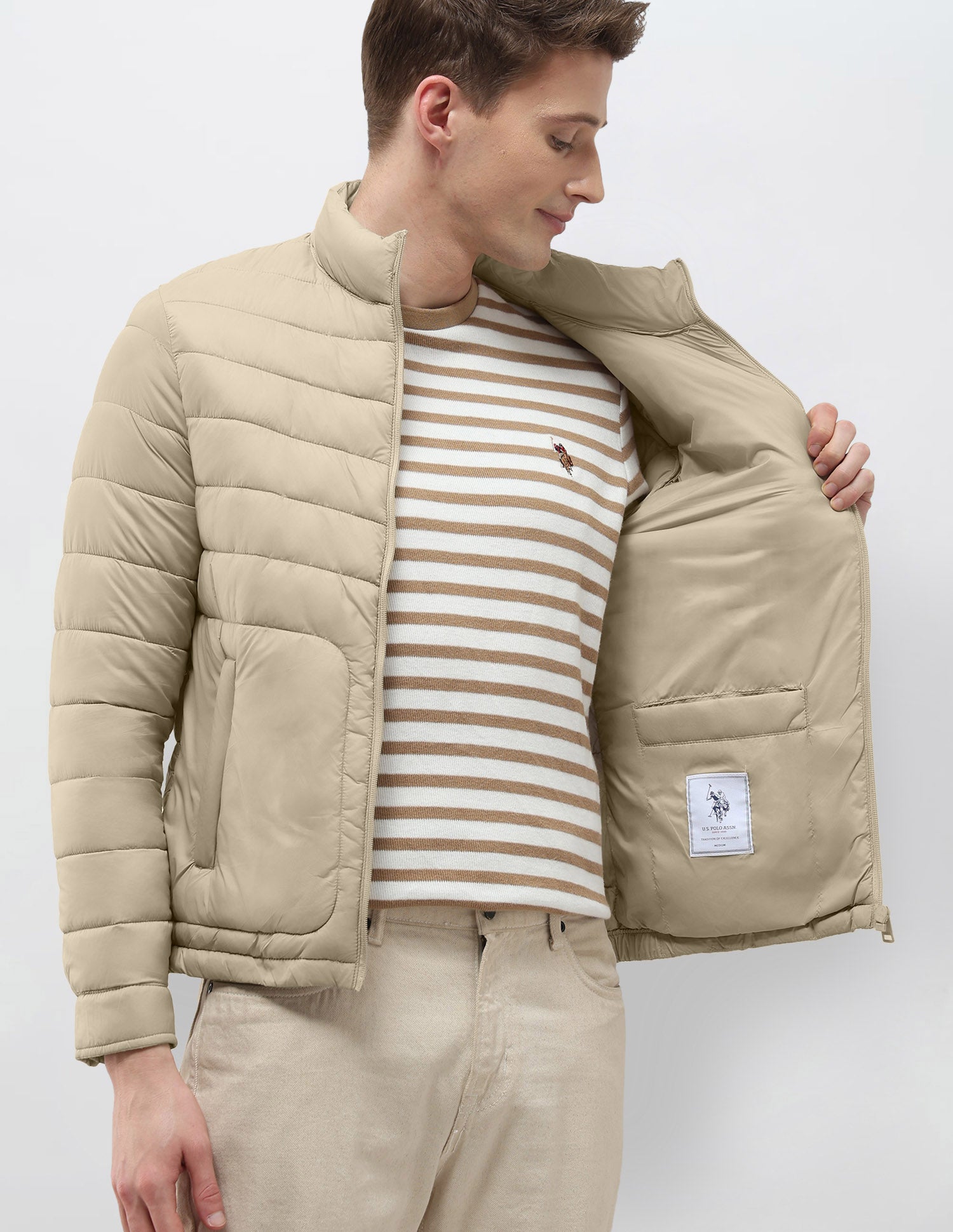 Packable Puffer Jacket Beige - U.S. Polo Assn. India | Large
