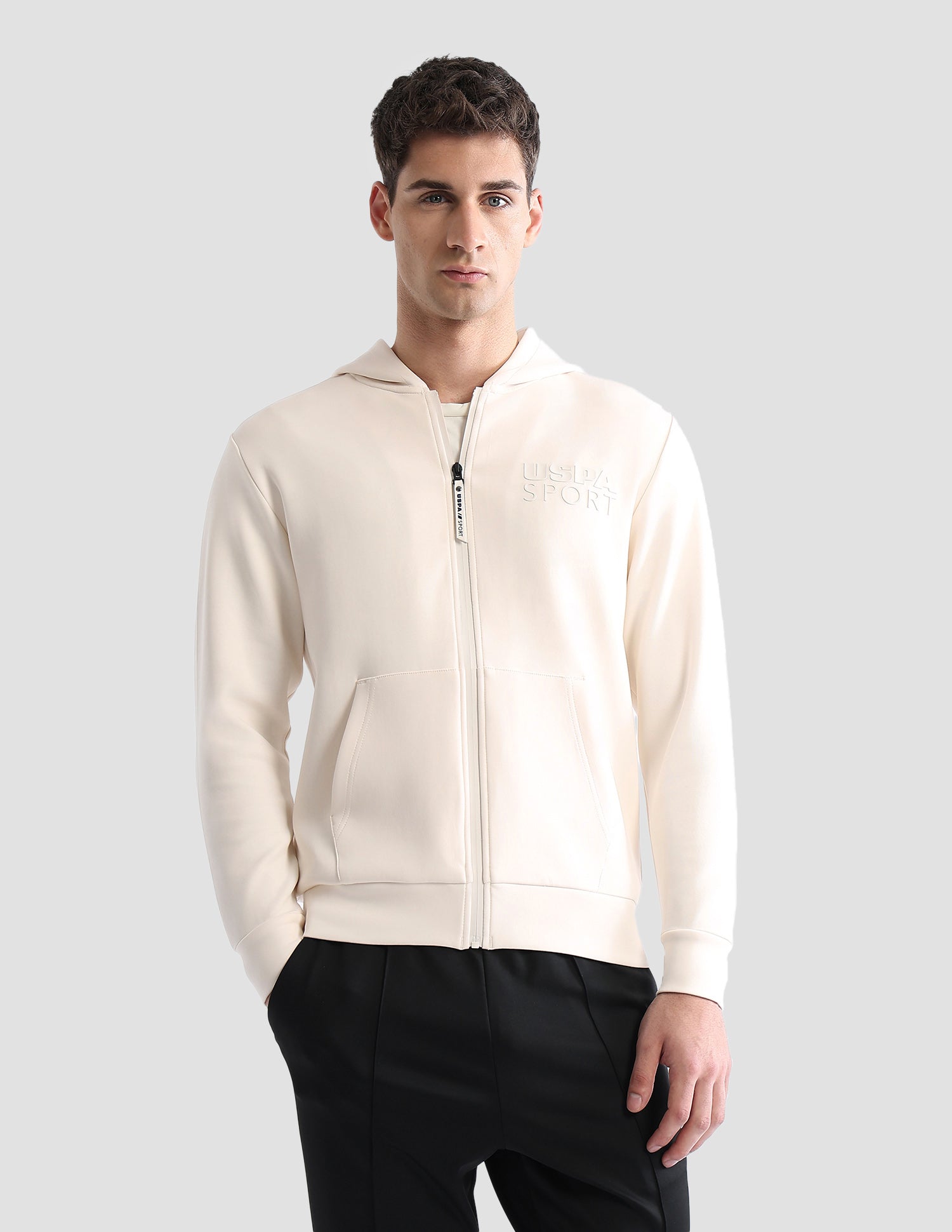 Solid Slim Fit Sweatshirt Off White - U.S. POLO ASSN. | Large