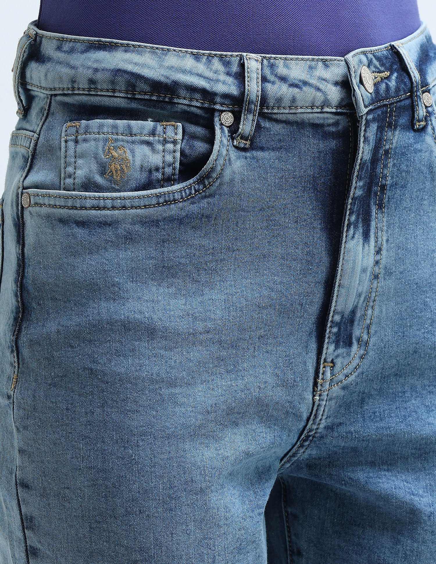 High Rise Mom Fit Jeans Light Blue - U.S. Polo Assn. India | Large