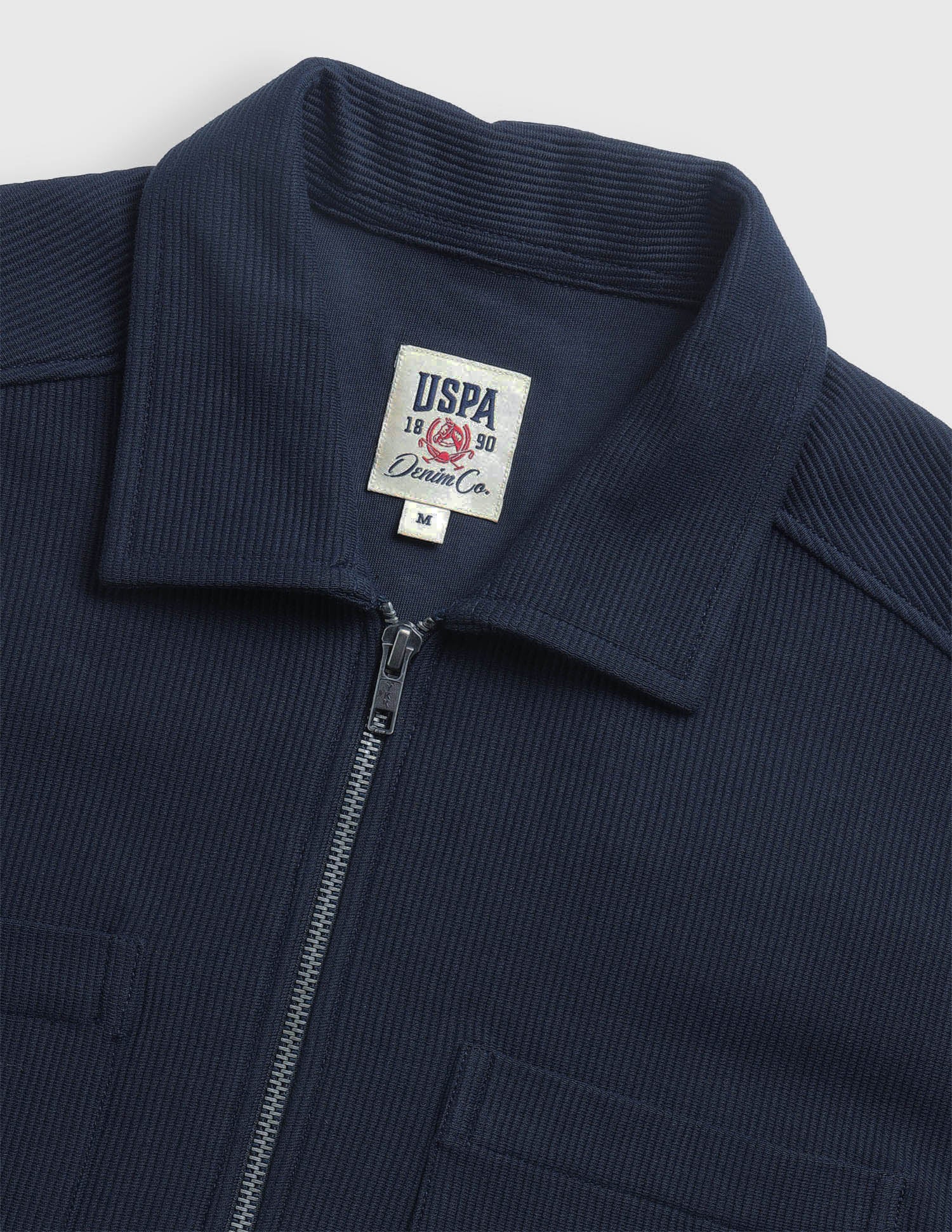 Motel On The Coast Slim Fit Zipper Shirt Navy - U.S. Polo Assn. India | Large