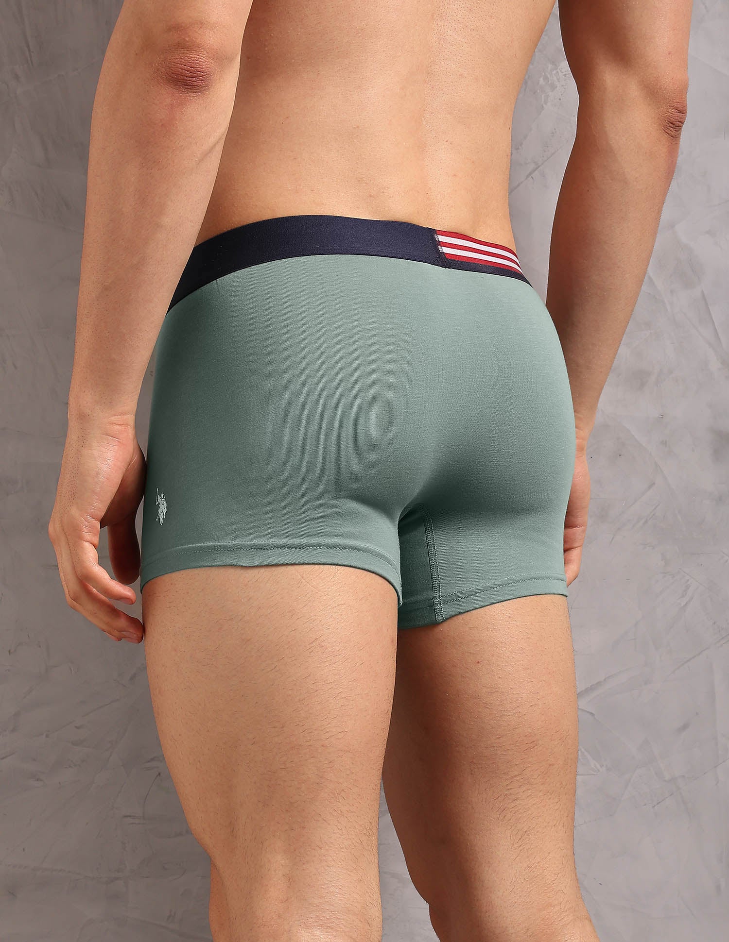 Striped Waistband OET19 Trunks - Pack Of 2 Uspa White and Chinon Green - U.S. Polo Assn. India | Large