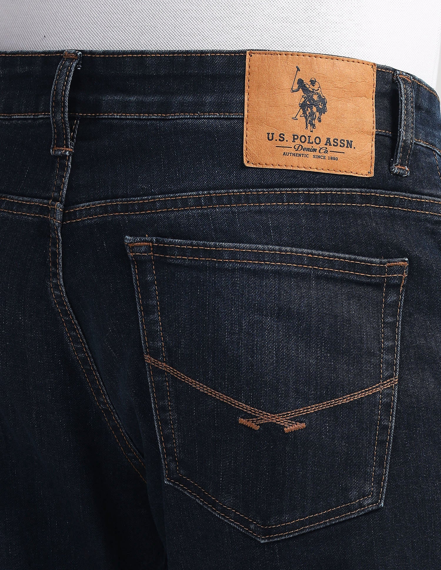 Brandon Slim Tapered Fit Blue Jeans Dark Blue - U.S. Polo Assn. India | Large