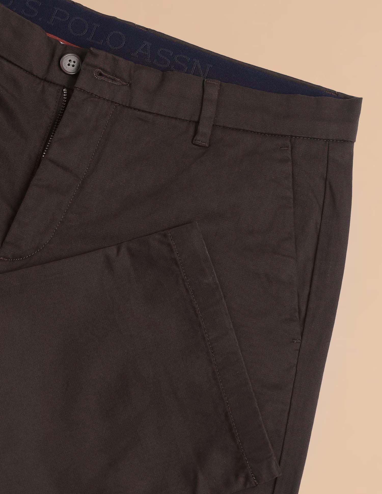 Satin Slim Fit Trousers Brown - U.S. POLO ASSN. | Large