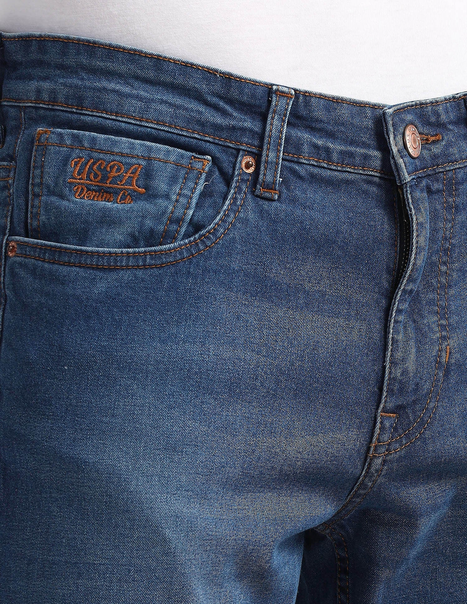 Brandon Slim Tapered Fit Mid Wash Jeans Blue - U.S. POLO ASSN. | Large