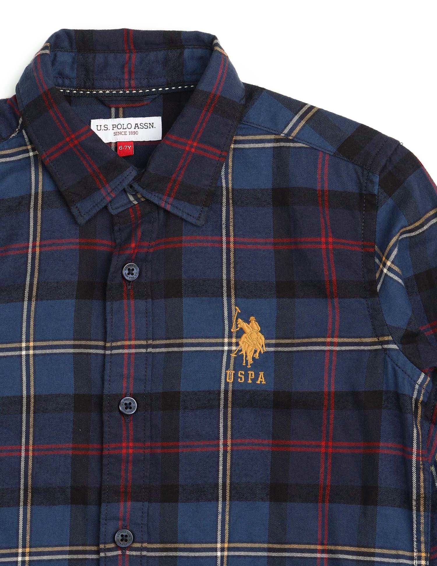 Boys All Over Printed Pure Cotton Shirt Navy - U.S. POLO ASSN. | Large