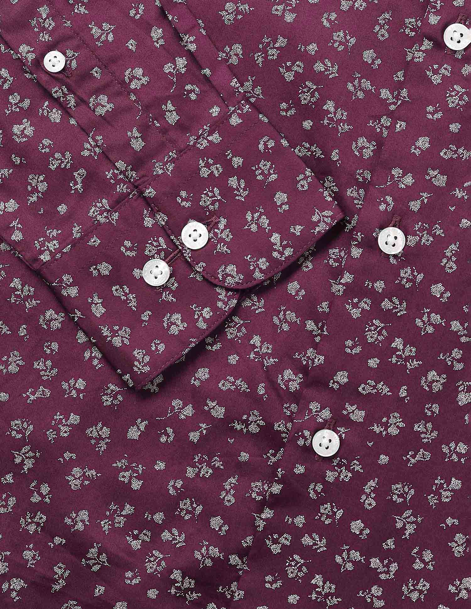 Floral Printed Pure Cotton Shirt Maroon - U.S. POLO ASSN. | Large