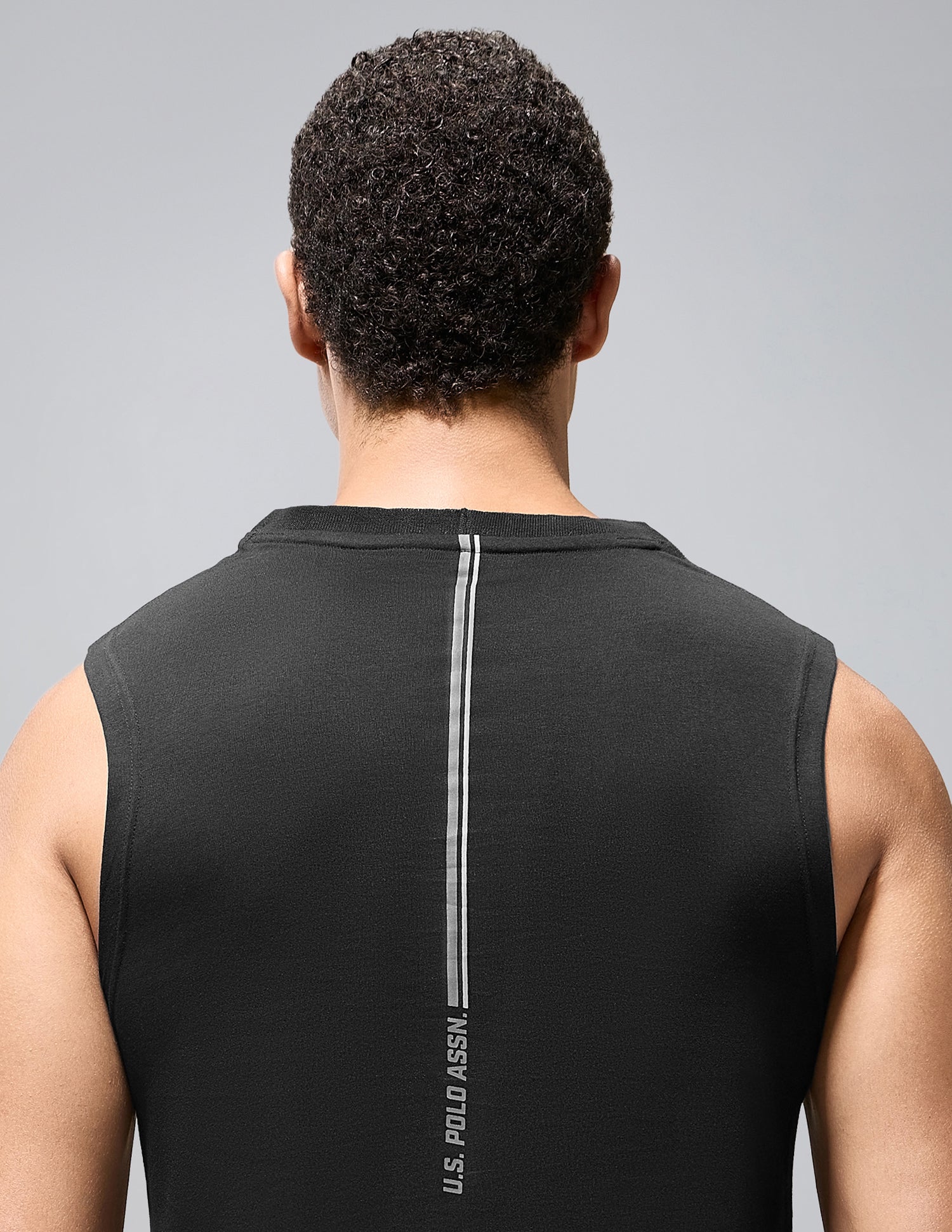 Pure Cotton Breathable OEV12 Gym Vest Black - U.S. Polo Assn. India | Large