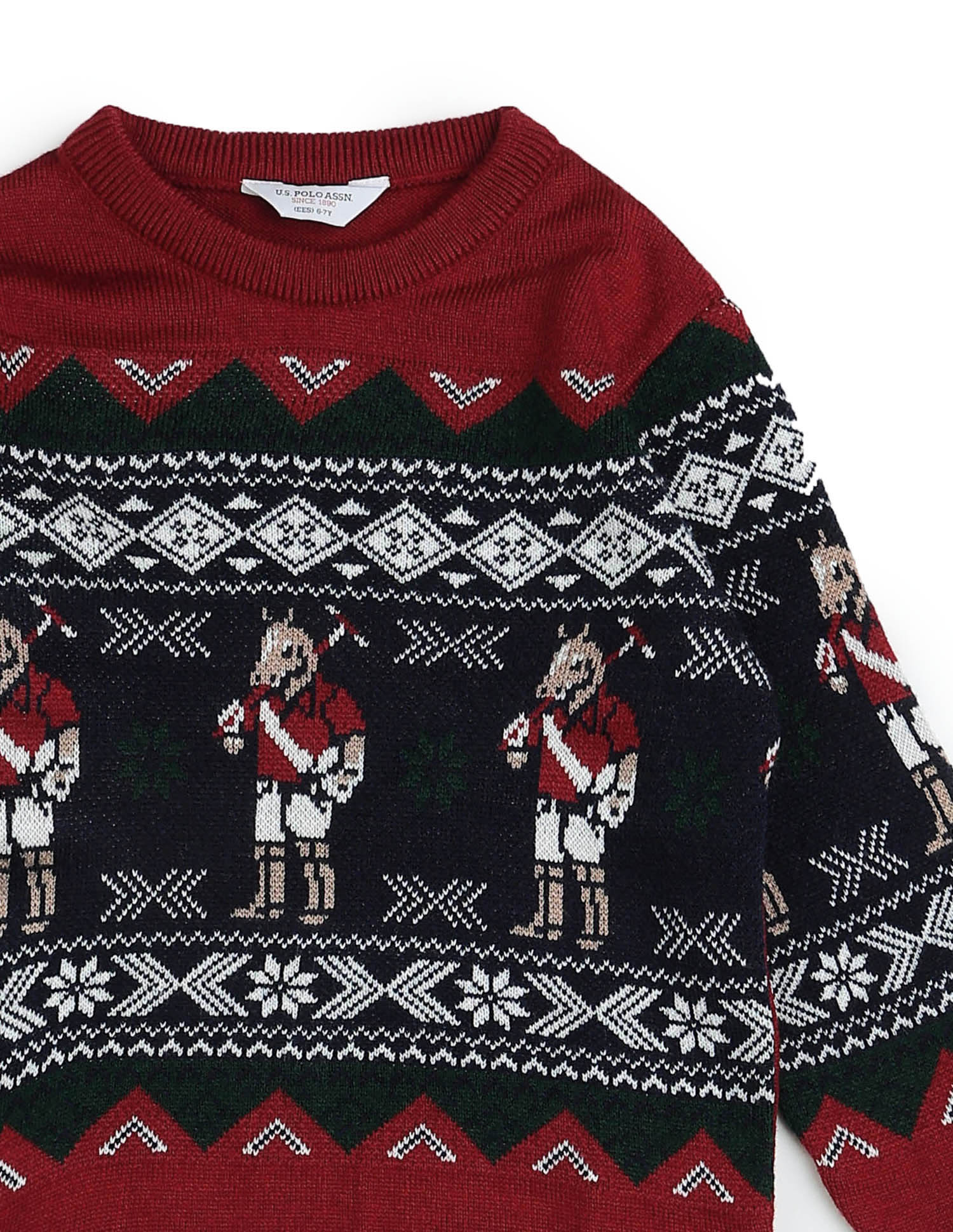 Boys Graphic Patterned Knit Sweater Dark Red - U.S. POLO ASSN. | Large