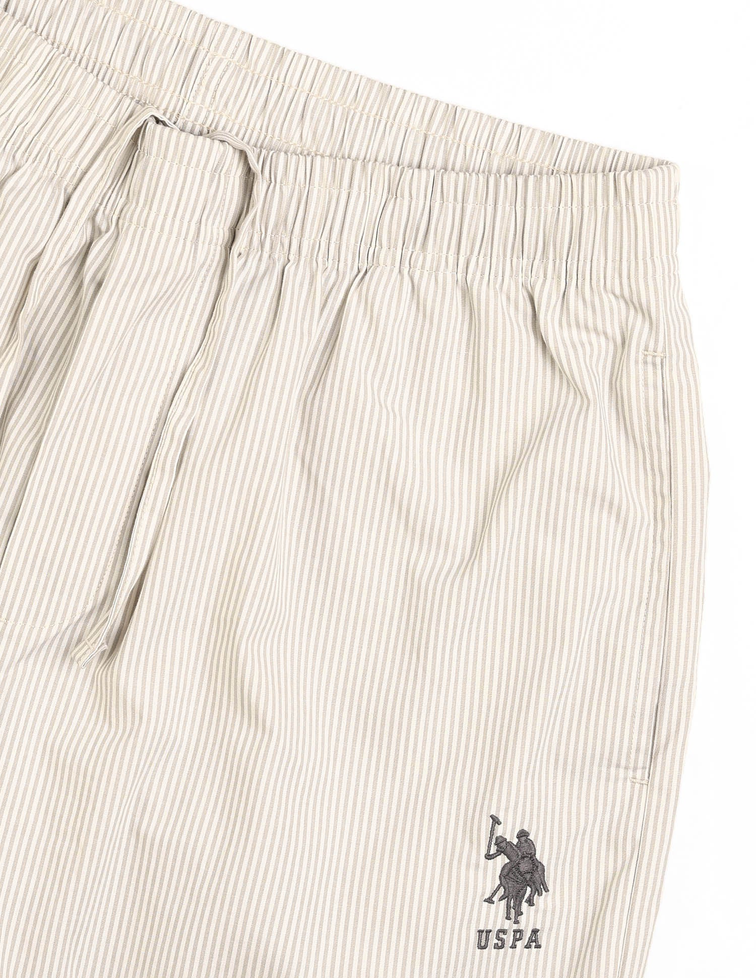Pure Cotton Striped LP004 Lounge Pants - Pack Of 1 White and Greengrey - U.S. POLO ASSN. | Large