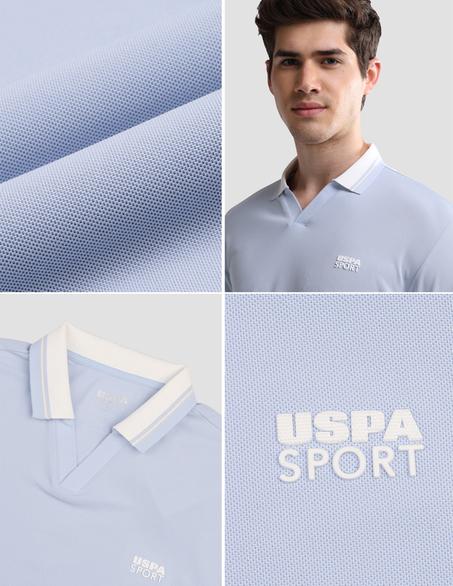 Solid Slim Fit Active Polo Shirt Light Blue - U.S. Polo Assn. India | Large