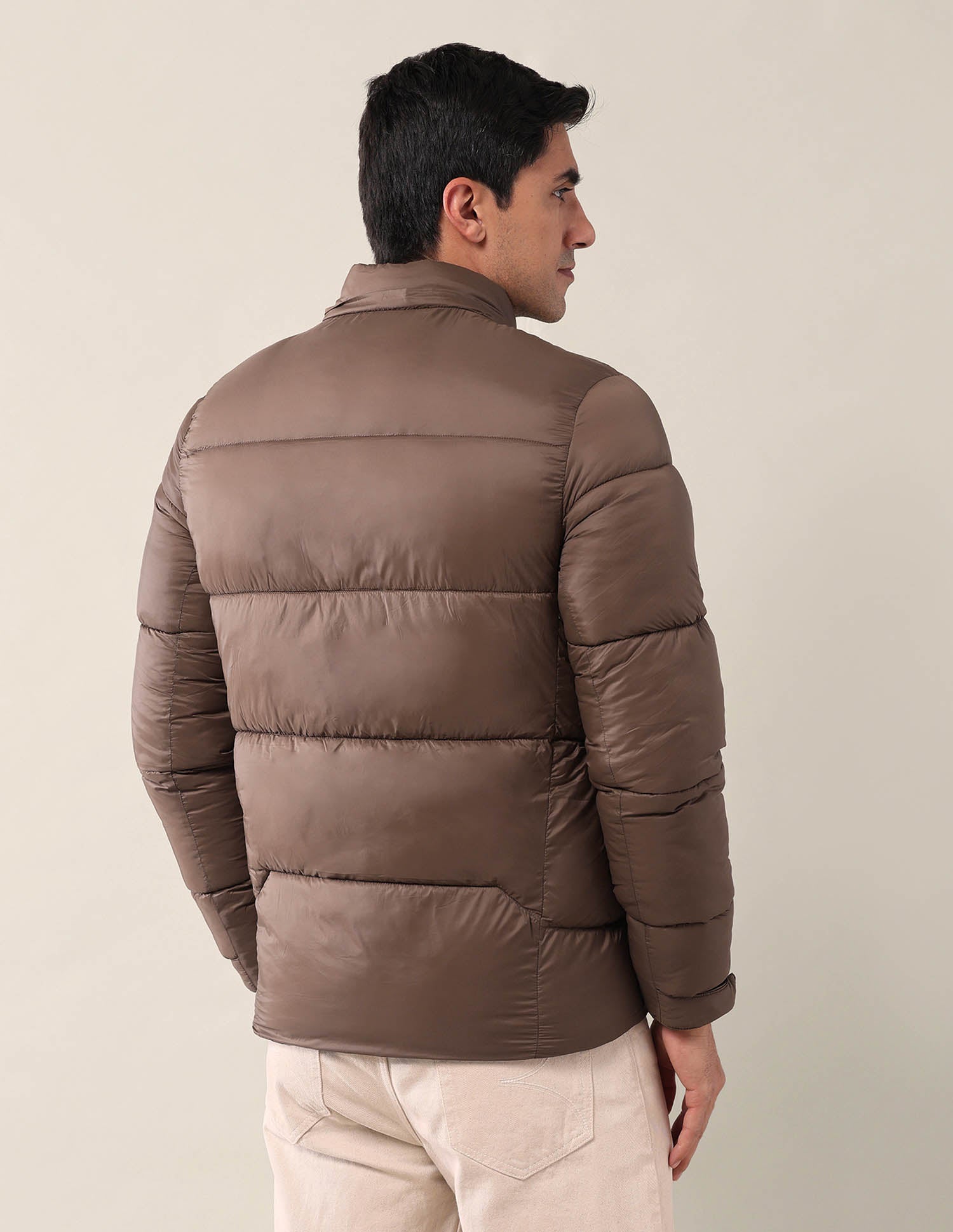 Solid Regular Fit Puffer Jacket Brown - U.S. POLO ASSN. | Large