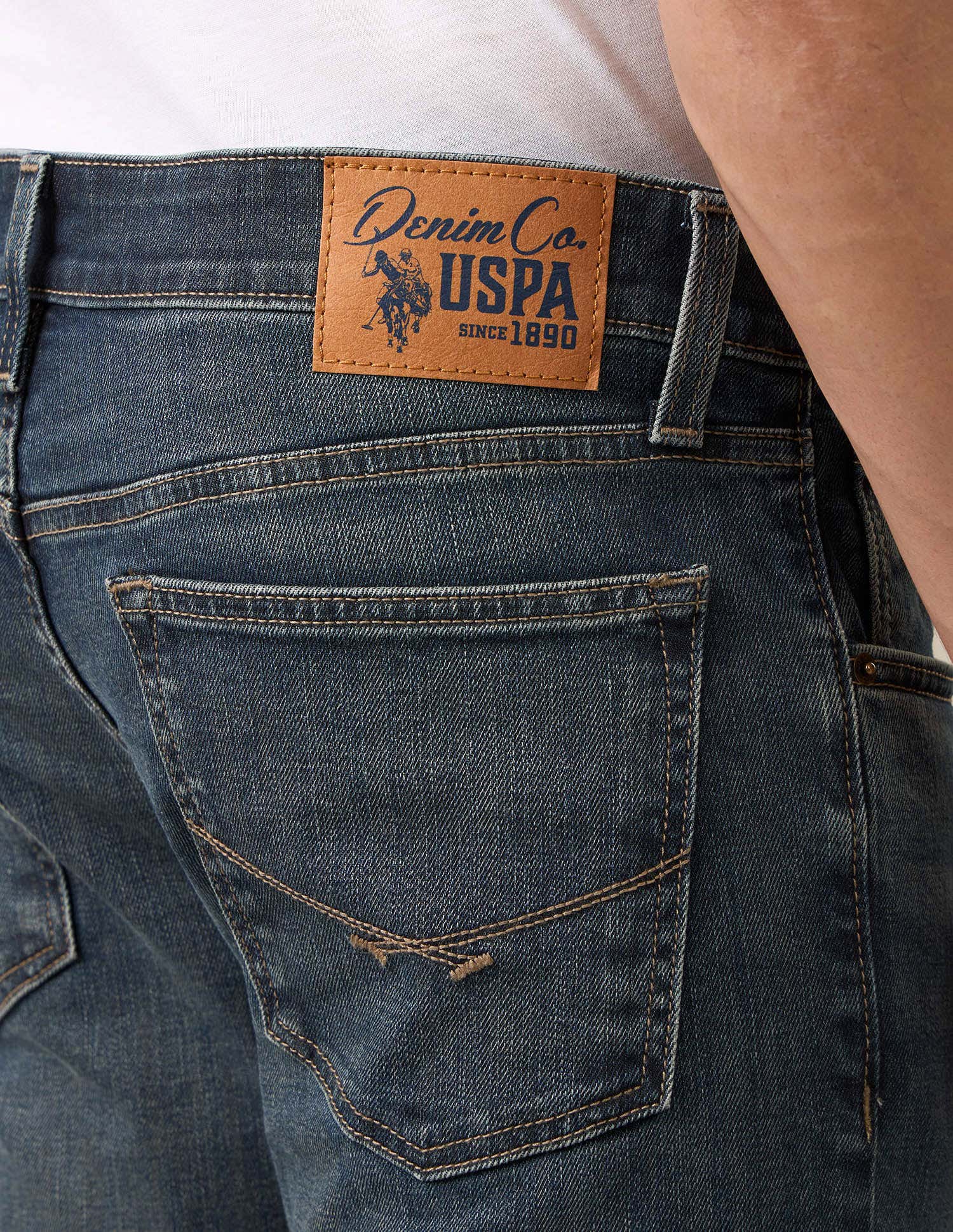Brandon Slim-Tapered Fit Blue Jeans Mid Blue - U.S. Polo Assn. India | Large
