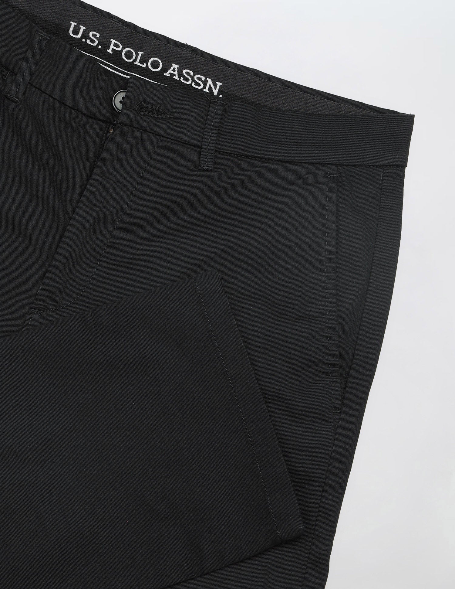 Solid Riley Straight Fit Trousers Black - U.S. Polo Assn. India | Large
