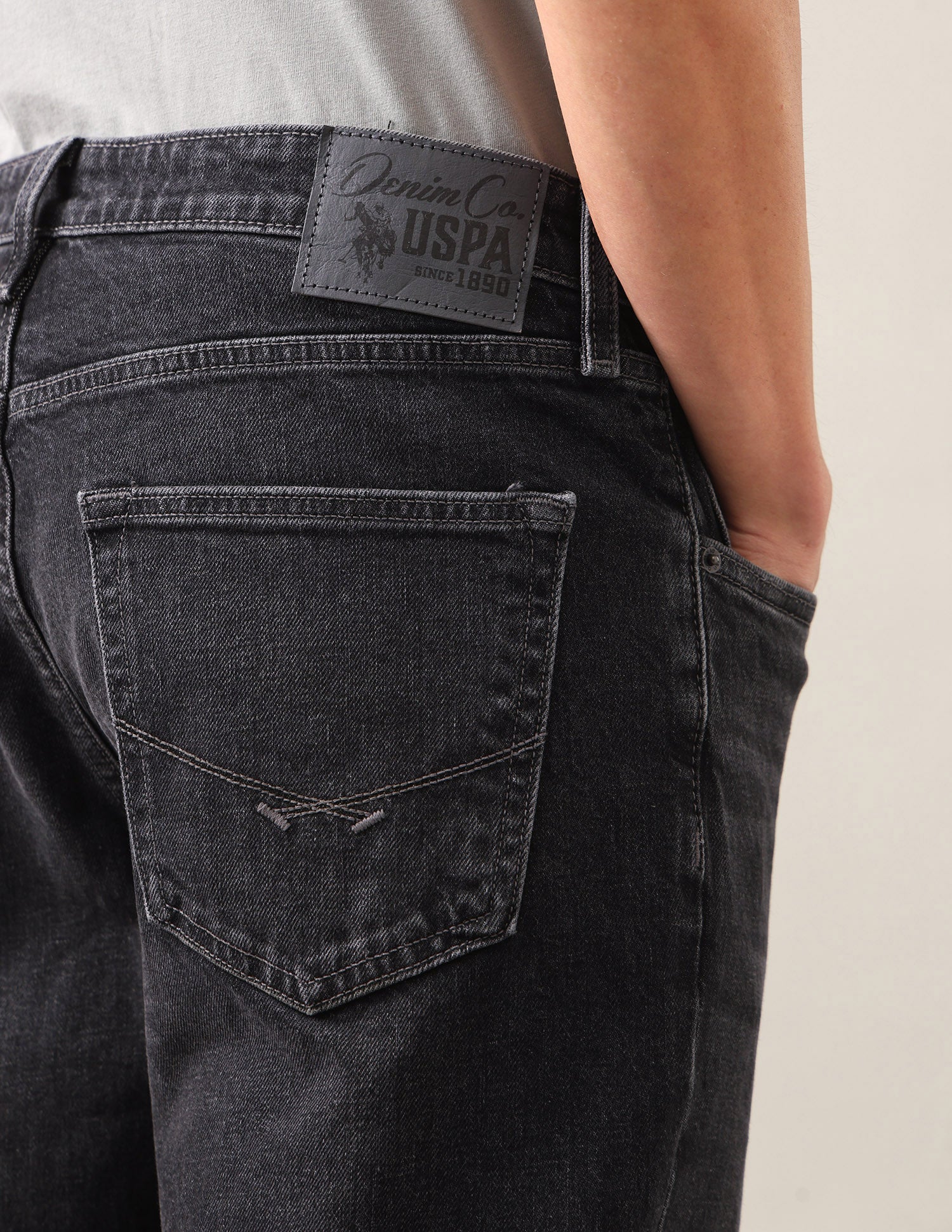 Harold Slim Straight Fit Black Jeans Washed Black - U.S. Polo Assn. India | Large