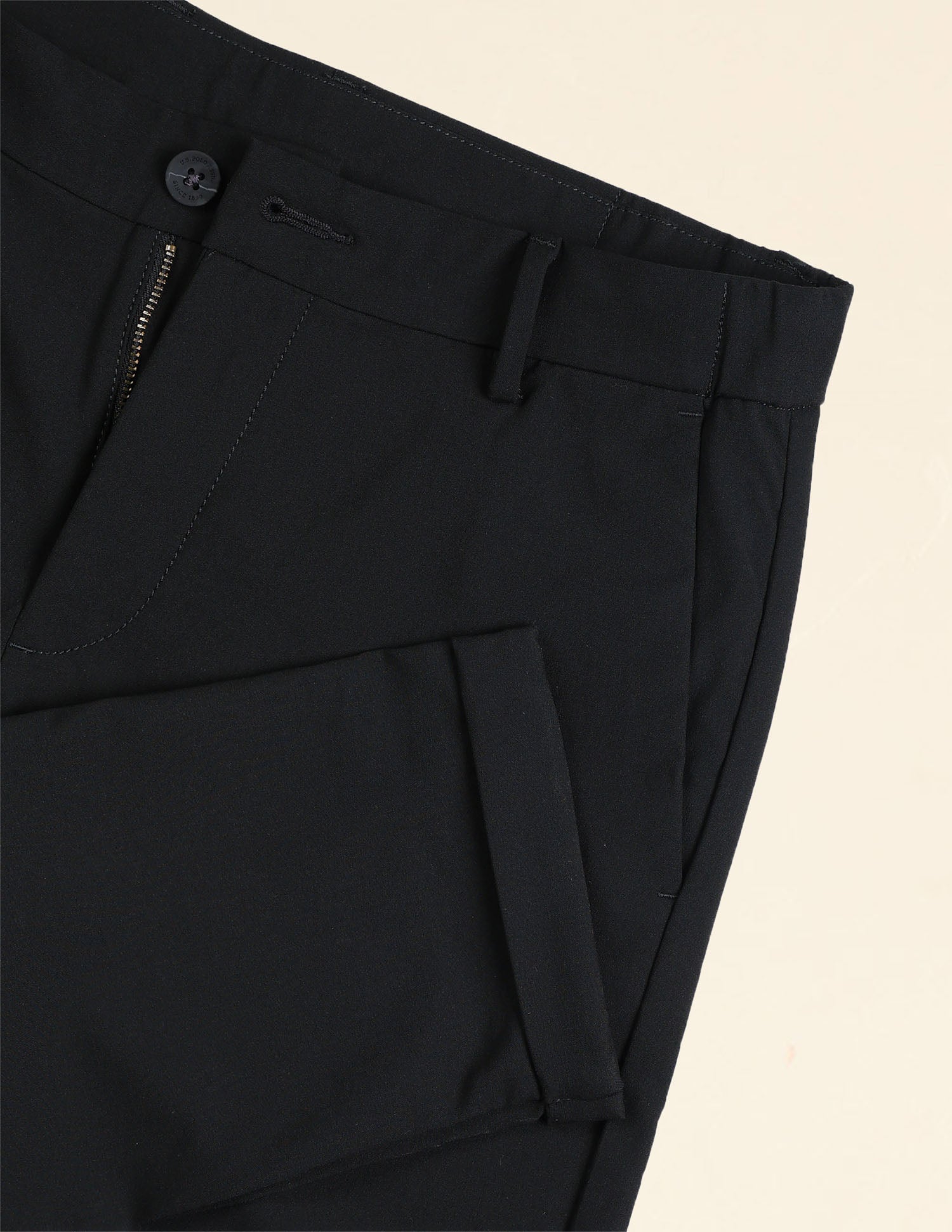 Henry Tapered Fit Solid Trousers Black - U.S. Polo Assn. India | Large