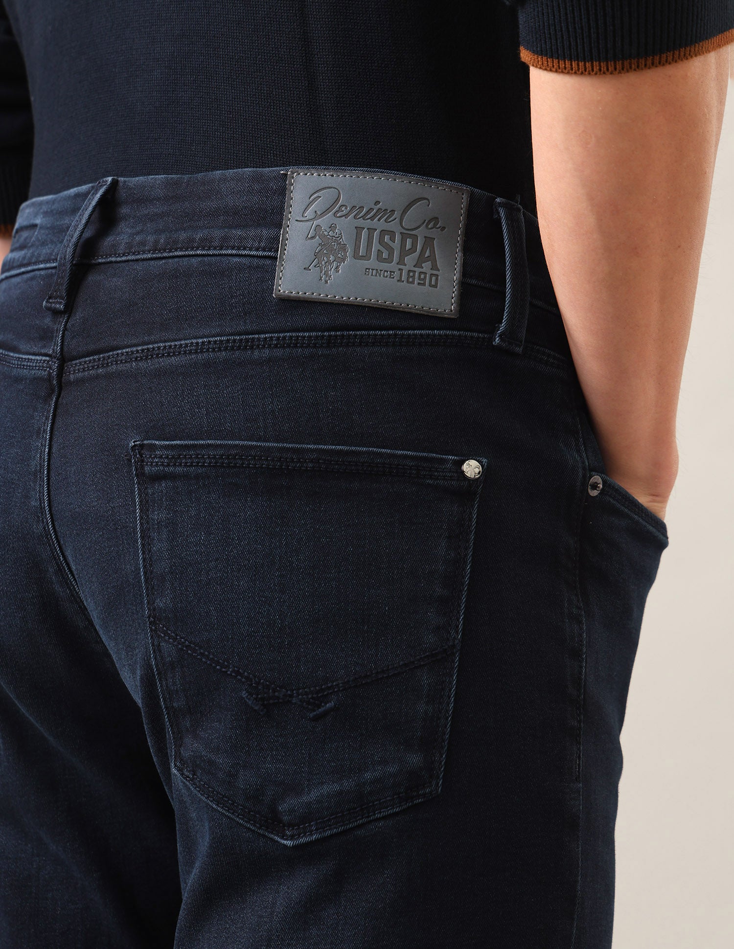 Harold Slim Straight Fit Blue Jeans Dark Blue - U.S. Polo Assn. India | Large