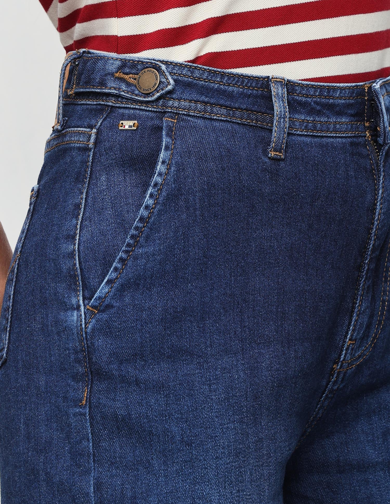 High Rise Wide Leg Fit Jeans Dark Blue - U.S. Polo Assn. India | Large