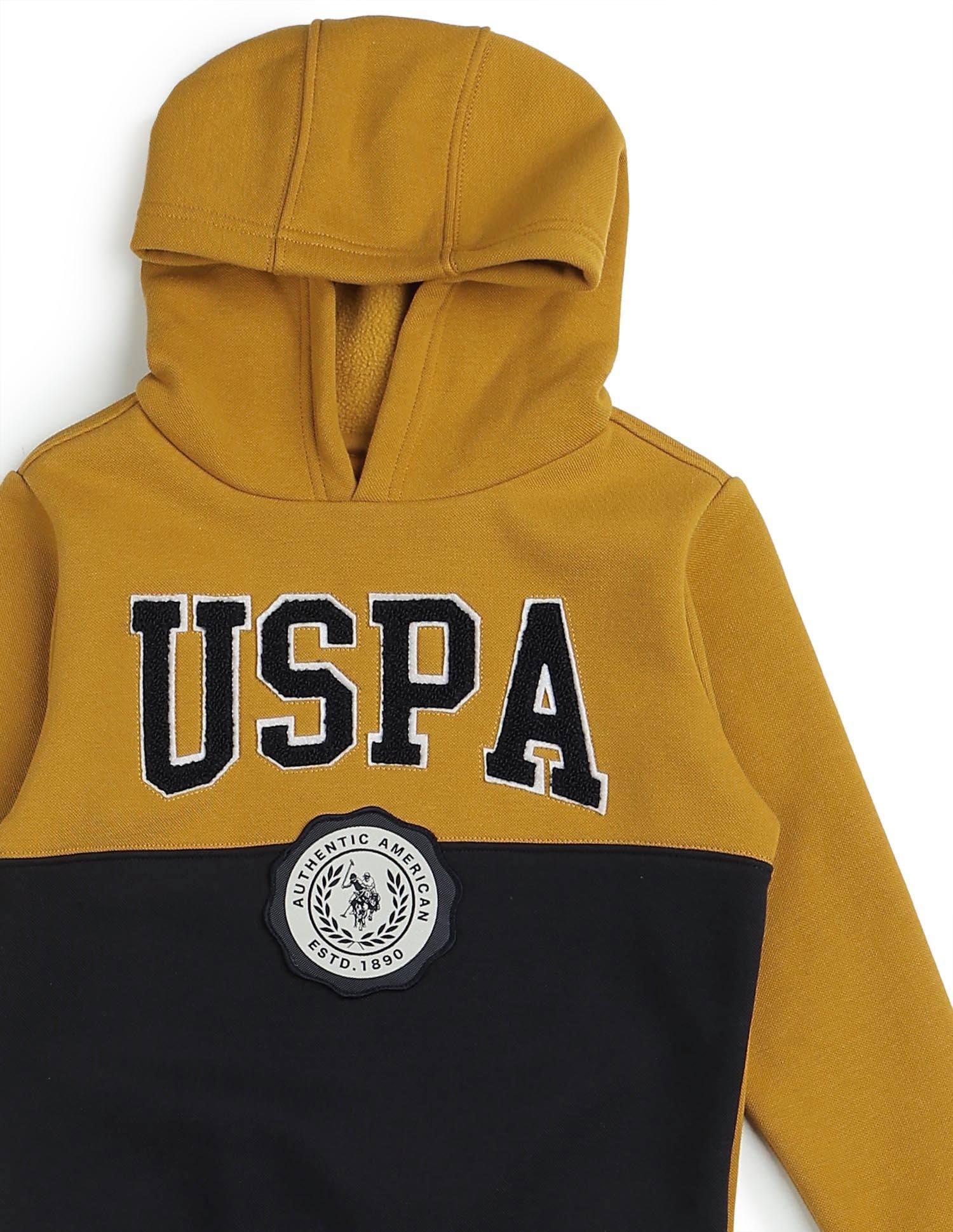 Boys Brand Appliqued Regular Fit Sweatshirt Yellow - U.S. POLO ASSN. | Large