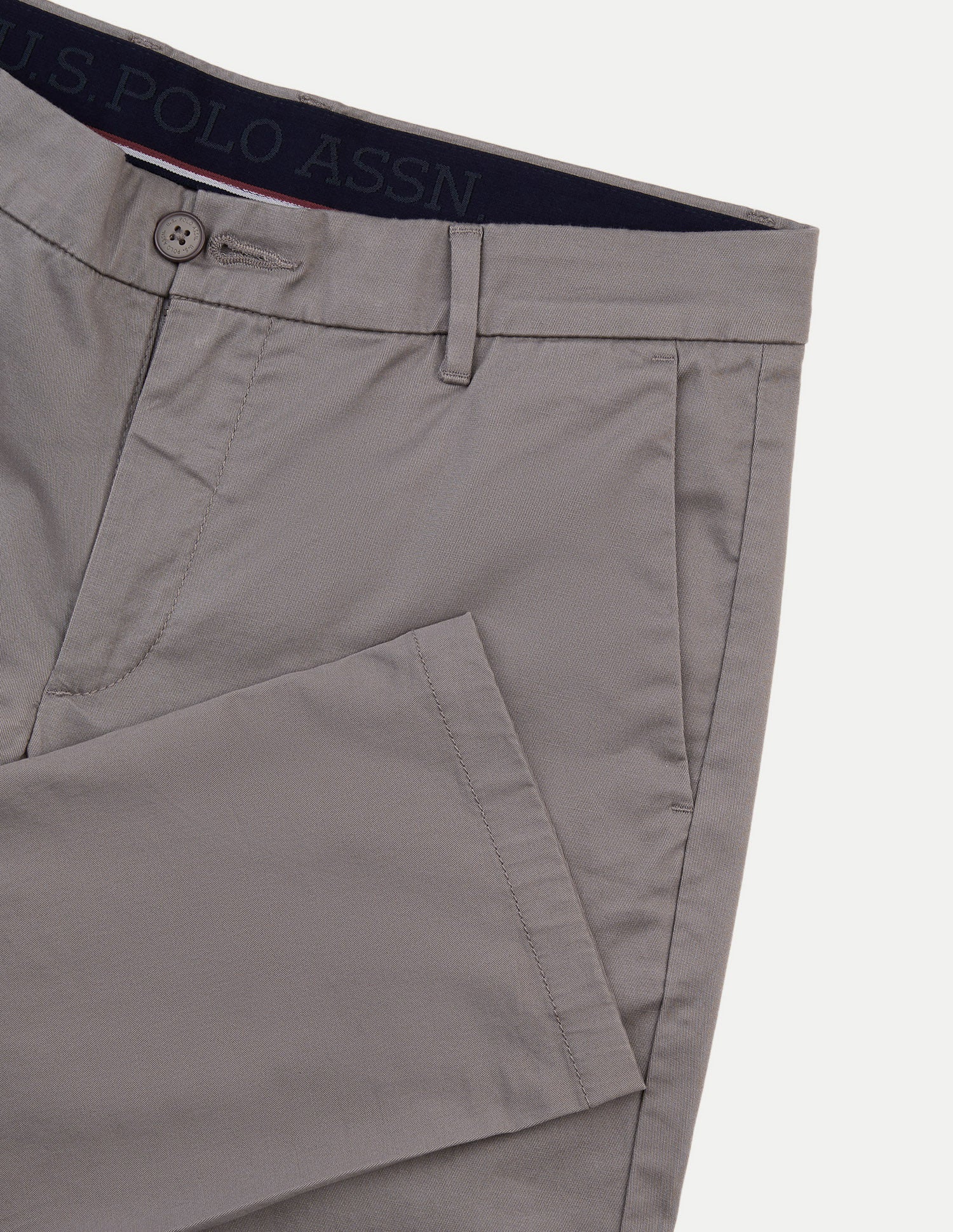 Denver Slim Fit Twill Trousers Taupe Grey - U.S. Polo Assn. India | Large