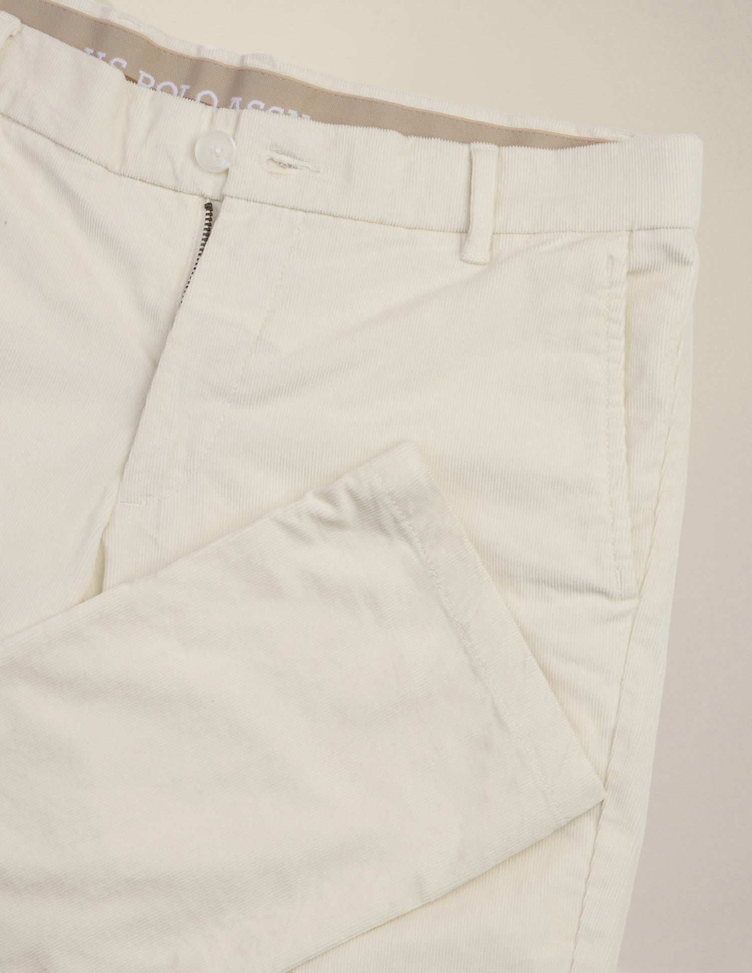 Denver Slim Fit Corduroy Trousers Ecru - U.S. Polo Assn. India | Large