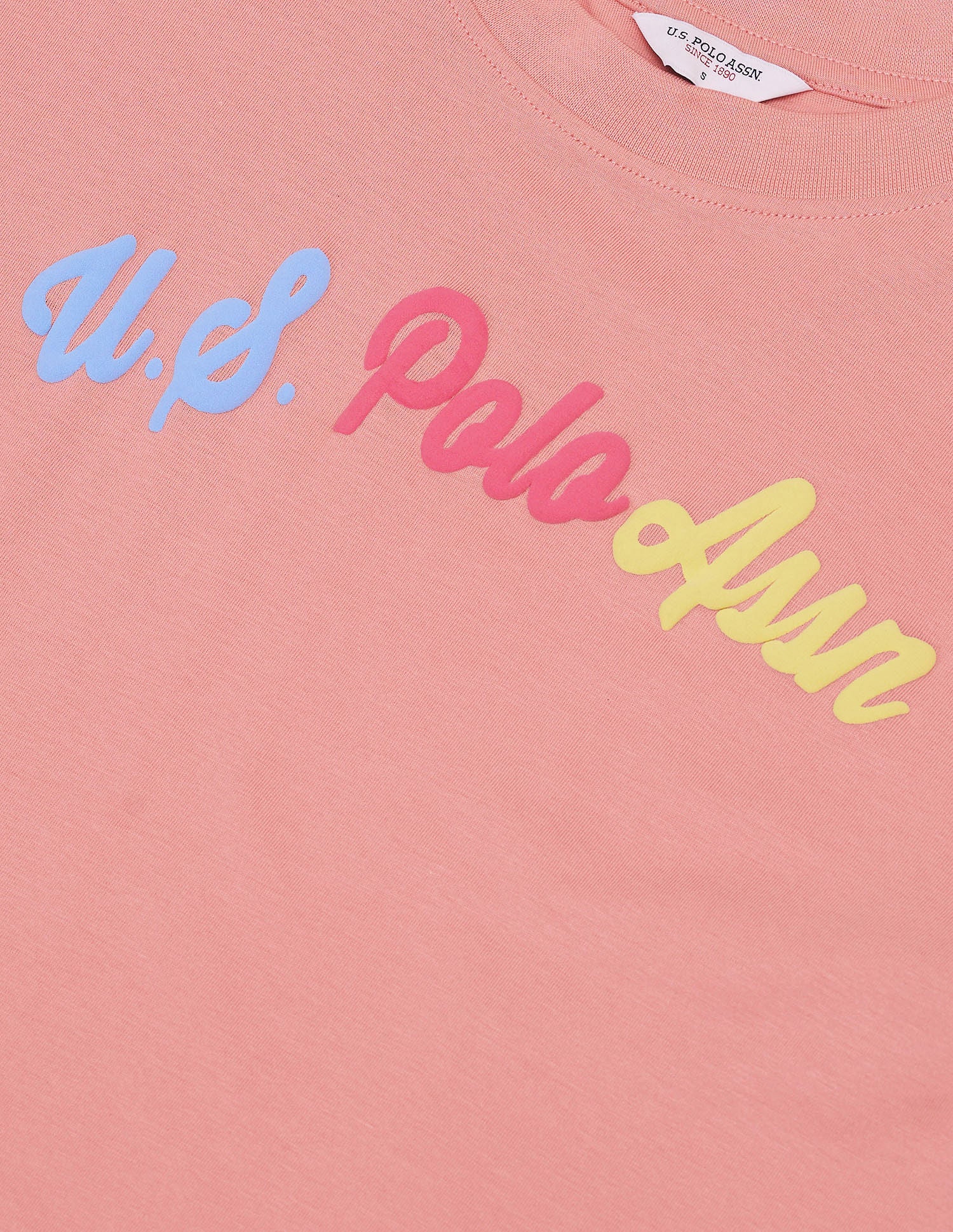 Brand Print Boyfriend T-Shirt Peach - U.S. POLO ASSN. | Large