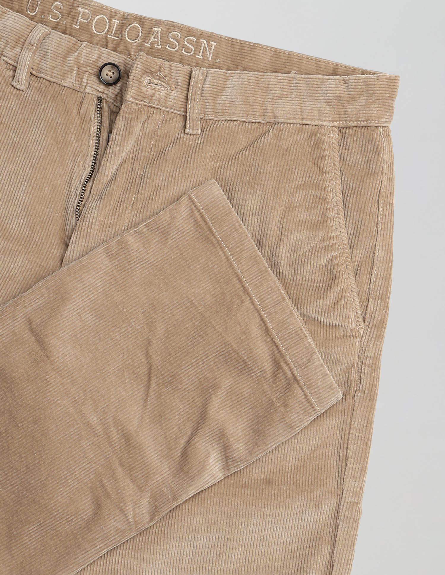 Riley Straight Fit Corduroy Trousers Light Khaki - U.S. POLO ASSN. | Large