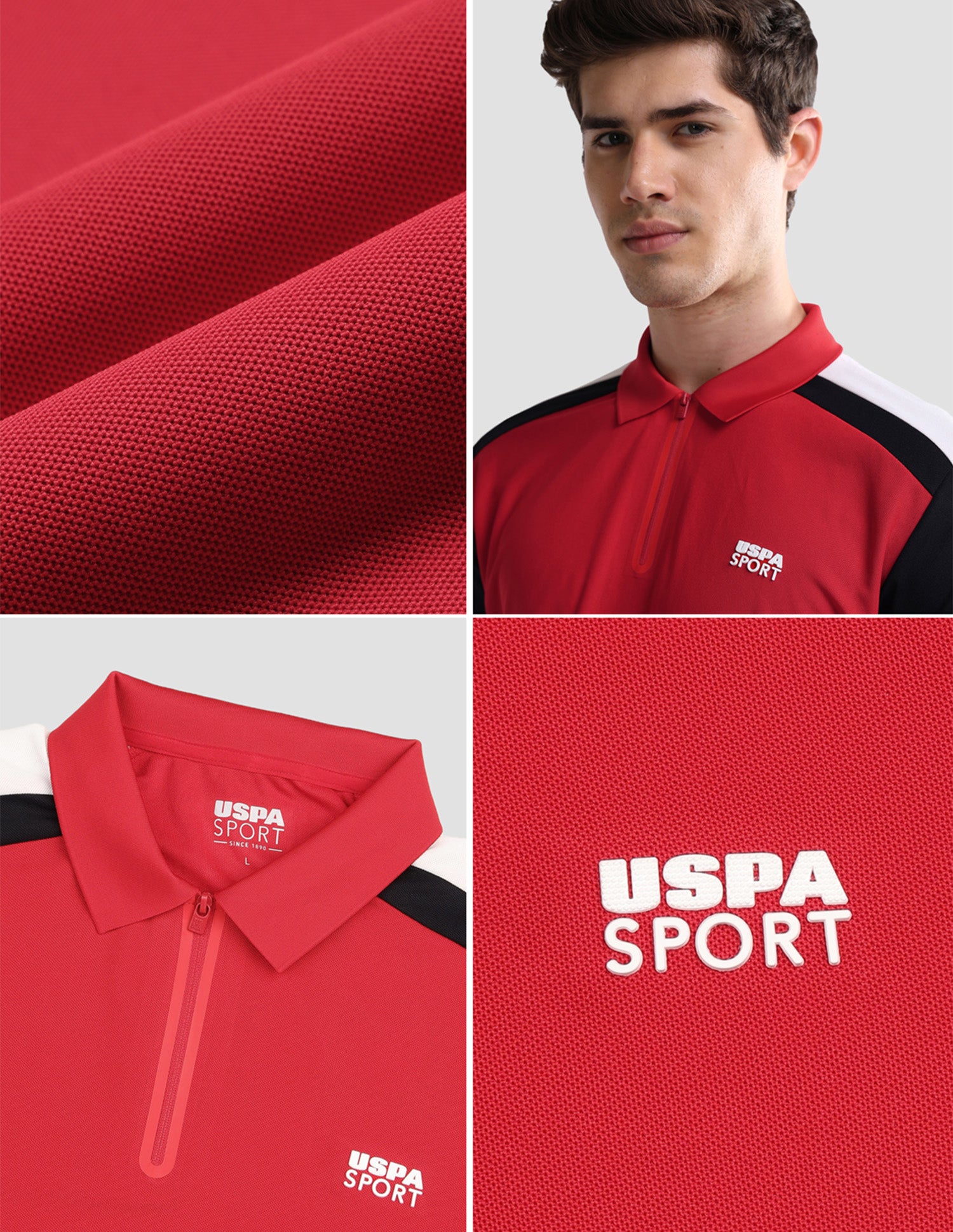 Solid Slim Fit Active Polo Shirt Red - U.S. Polo Assn. India | Large