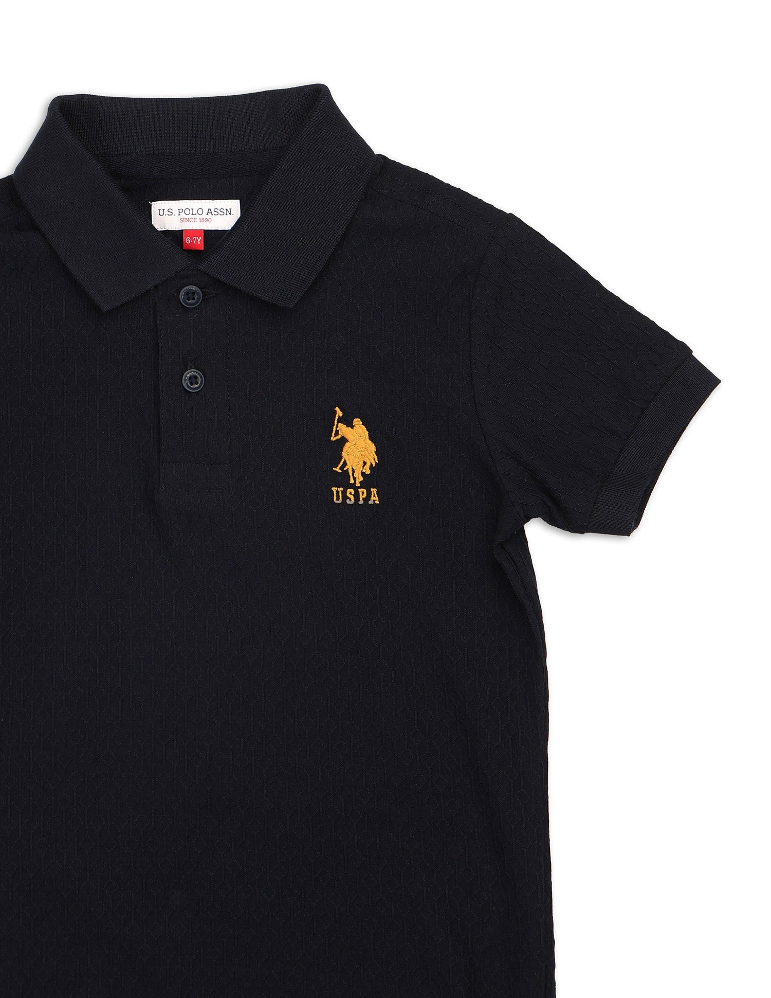 Boys Textured Regular Fit Polo Shirt Navy - U.S. POLO ASSN. | Large