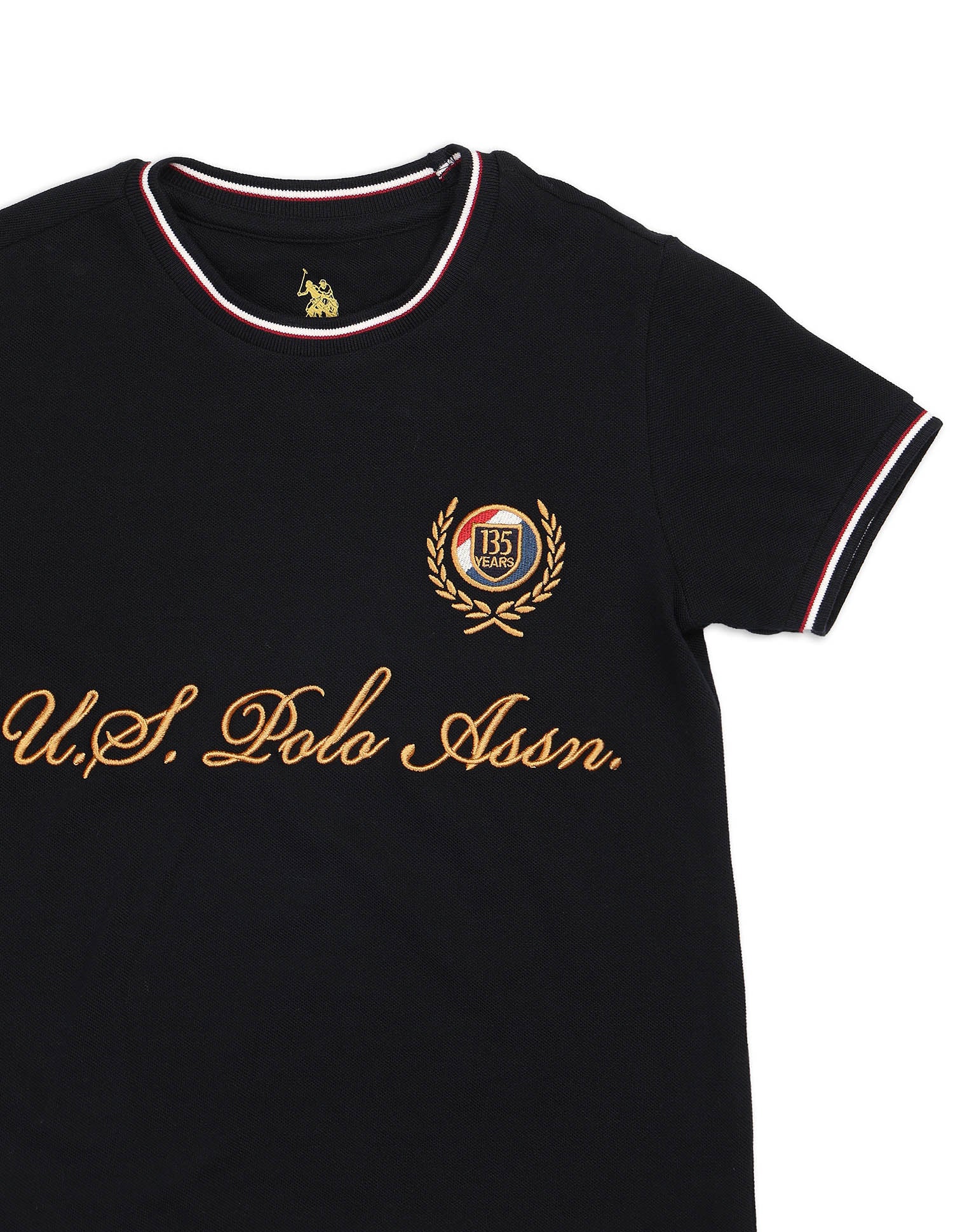 Boys Brand Embroidered Pure Cotton T Shirt Navy - U.S. POLO ASSN. | Large