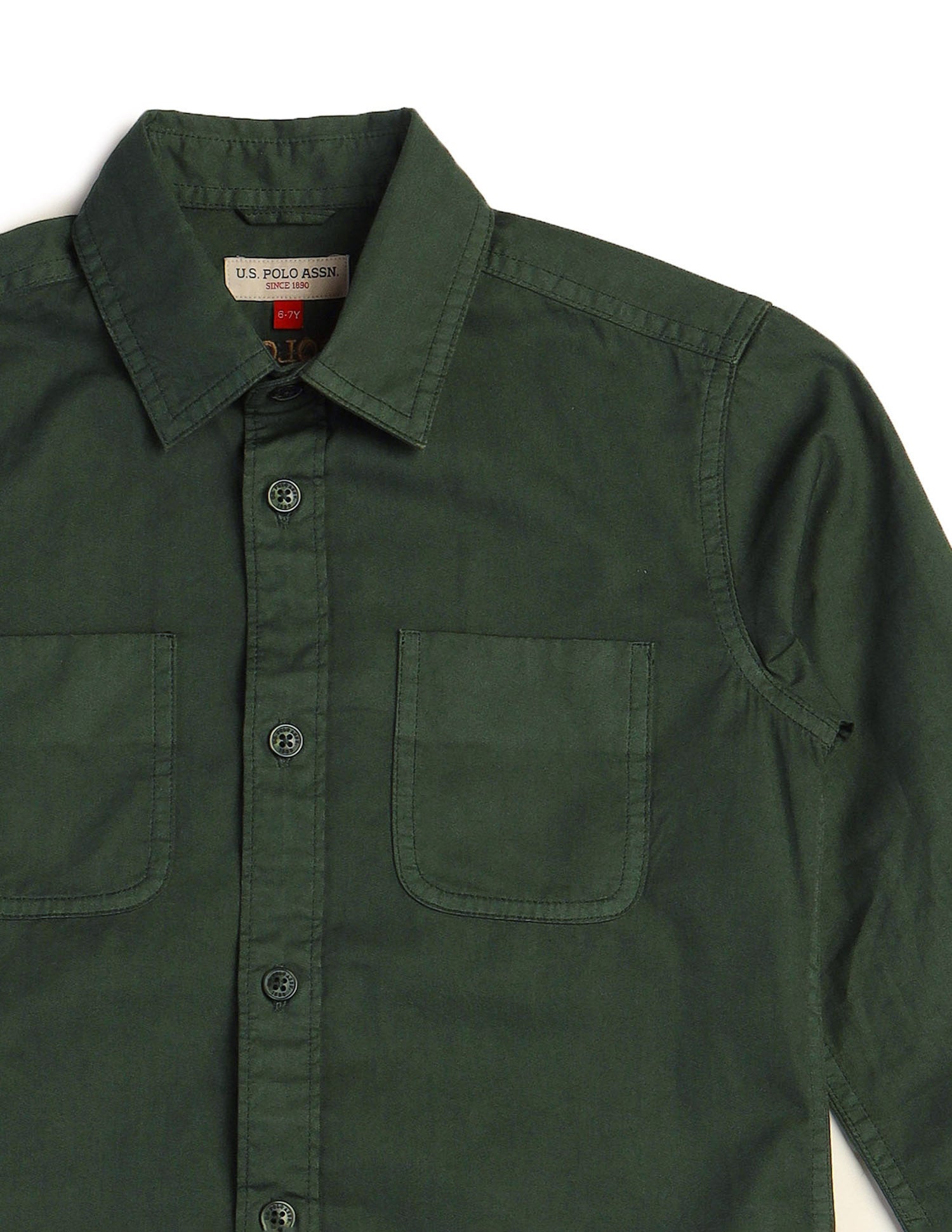 Boys Solid Regular Fit Shirt Dark Green - U.S. POLO ASSN. | Large