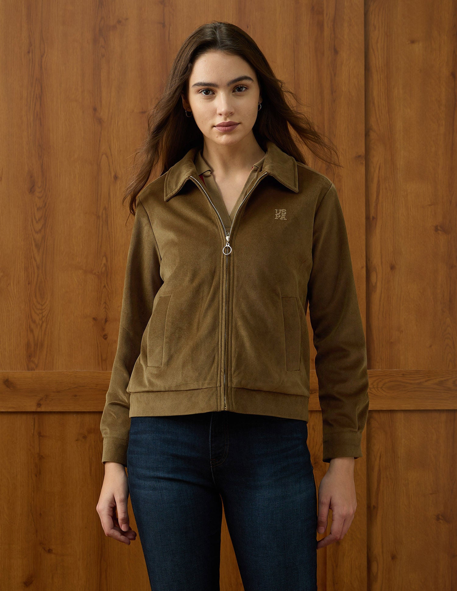 Solid Regular Fit Jacket Brown - U.S. POLO ASSN. | Large