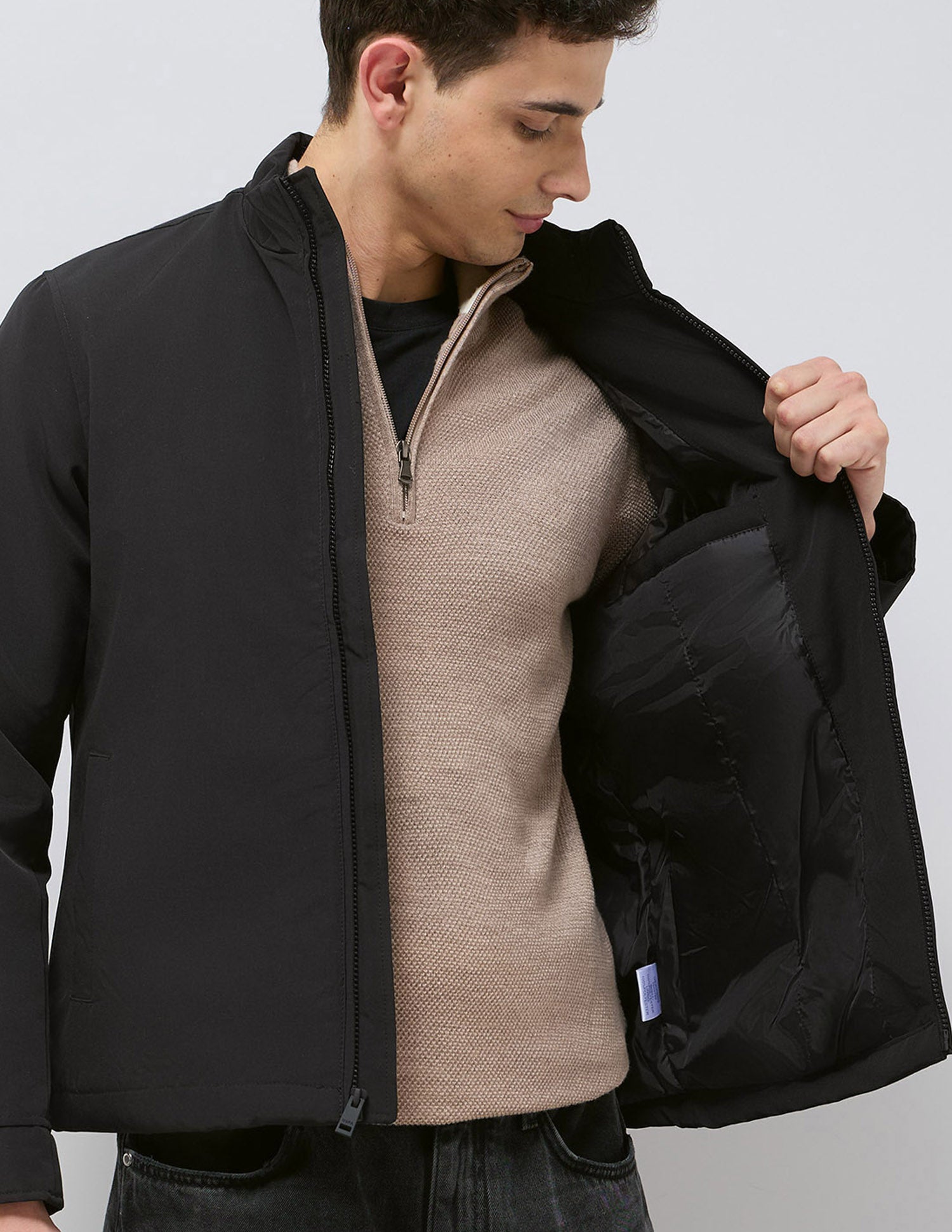 High Neck Solid Jacket Black - U.S. POLO ASSN. | Large