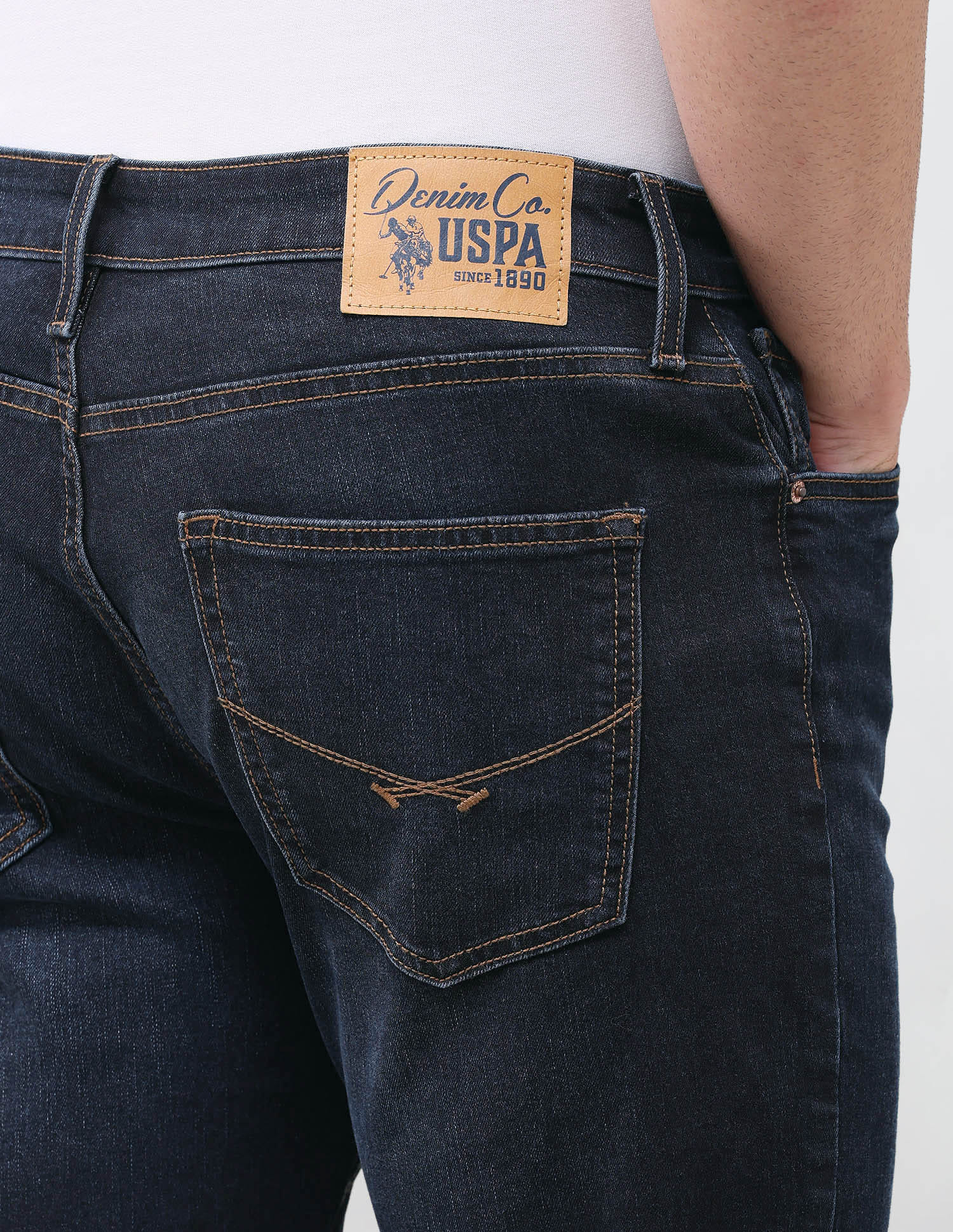 Solid Slim Straight Fit Jeans Blue - U.S. Polo Assn. India | Large
