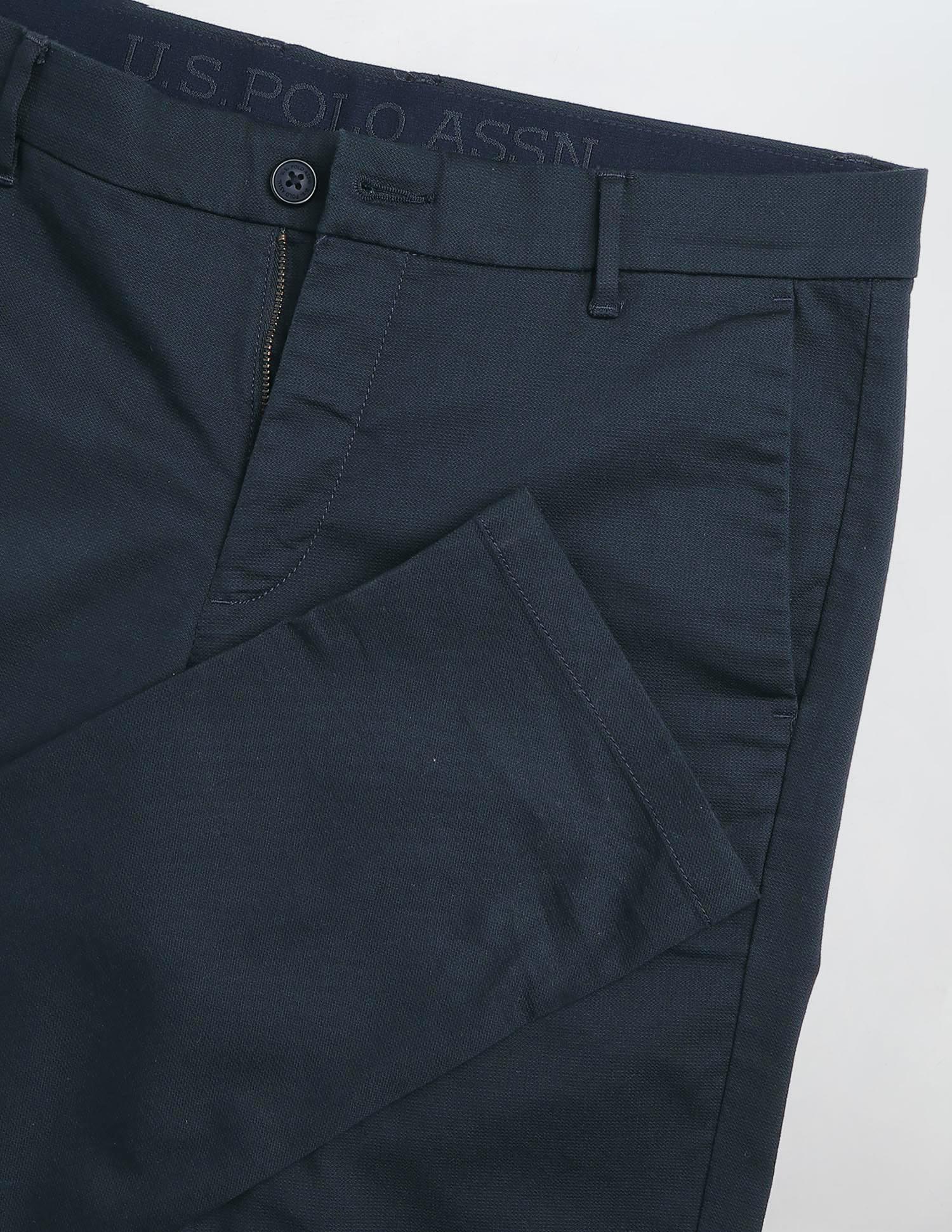 Slim Fit Dobby Trousers Navy - U.S. Polo Assn. India | Large