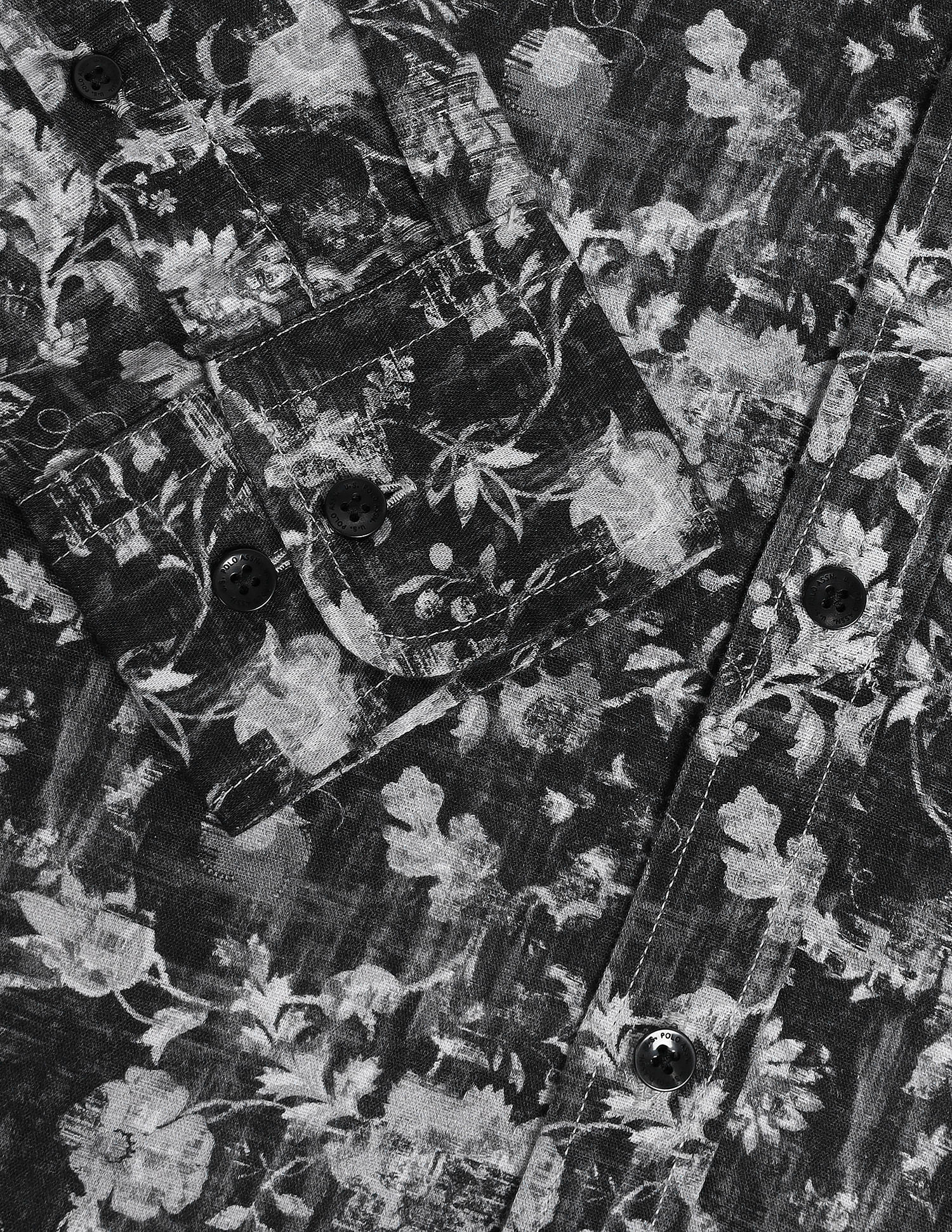 Tailored Fit Floral Shirt Charcoal-Grey - U.S. Polo Assn. India | Large