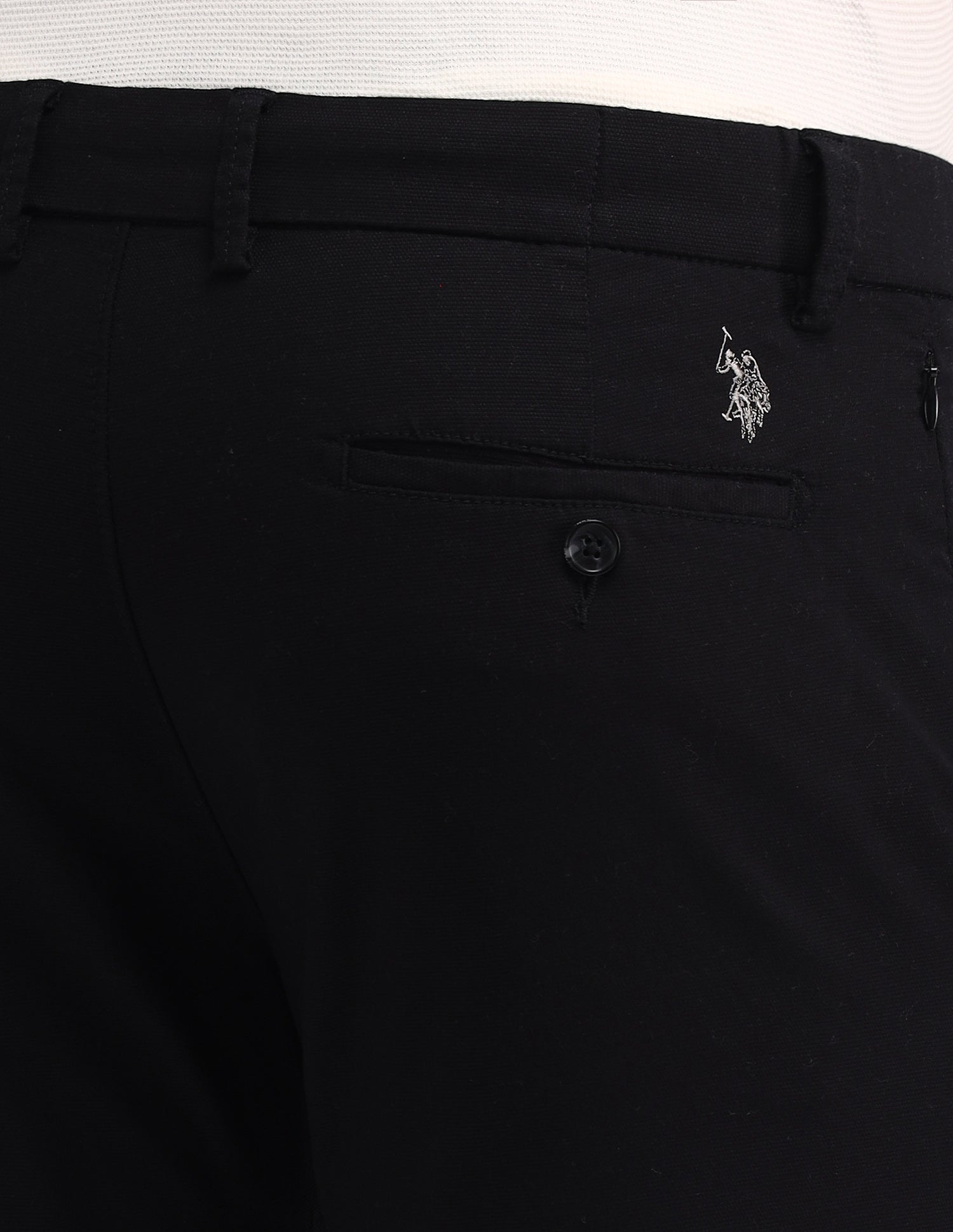 Austin Slim Fit Flat Front Trousers Black - U.S. Polo Assn. India | Large