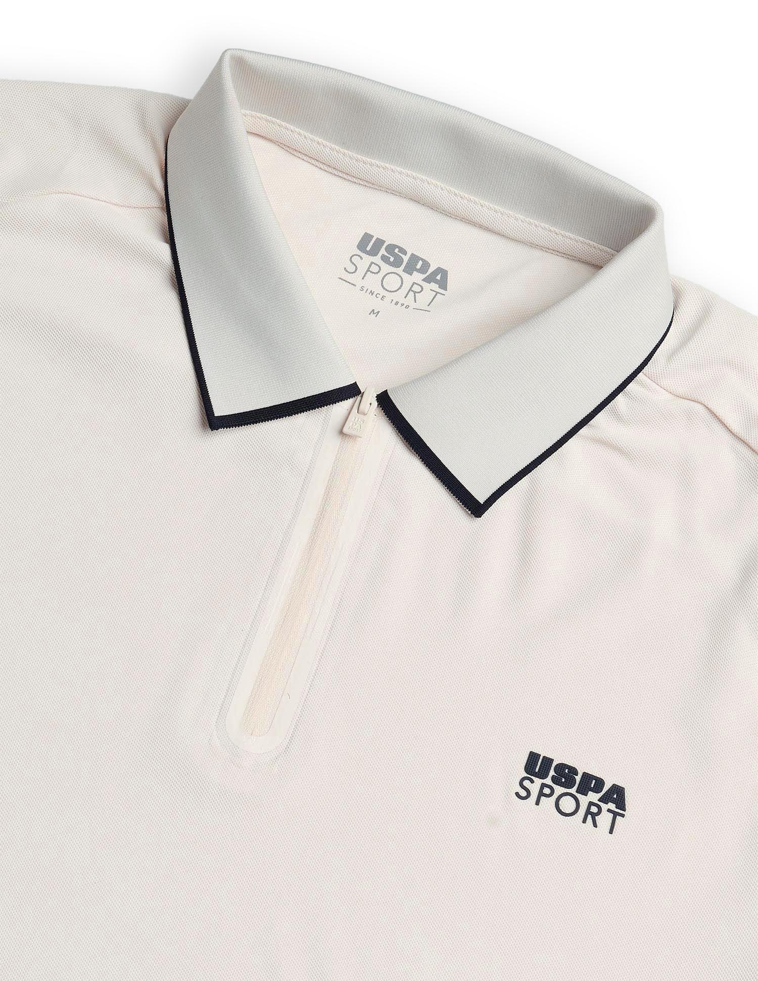 Solid Slim Fit Active Polo Shirt Off White - U.S. POLO ASSN. | Large