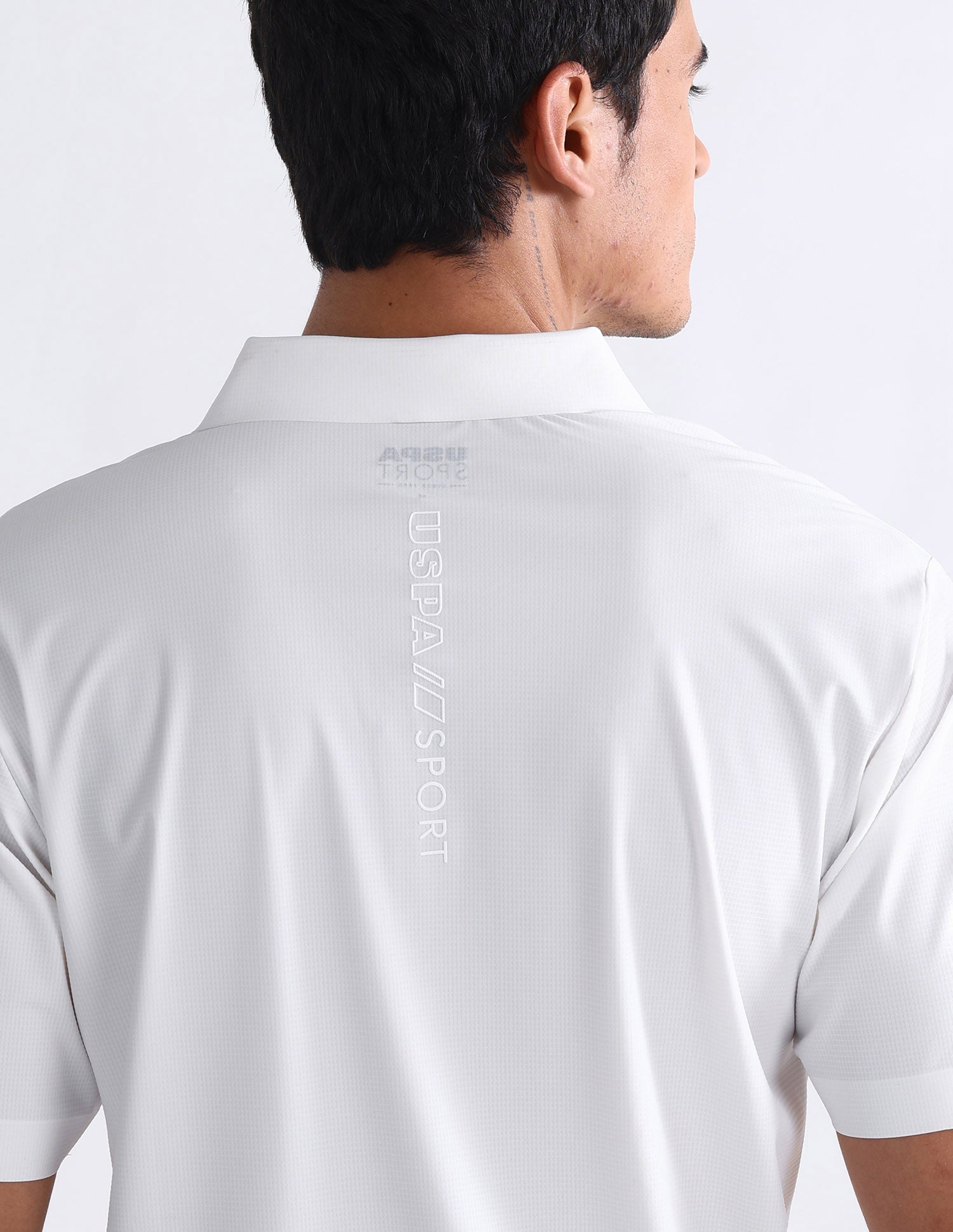 Textured Slim Fit Polo Shirt White - U.S. POLO ASSN. | Large