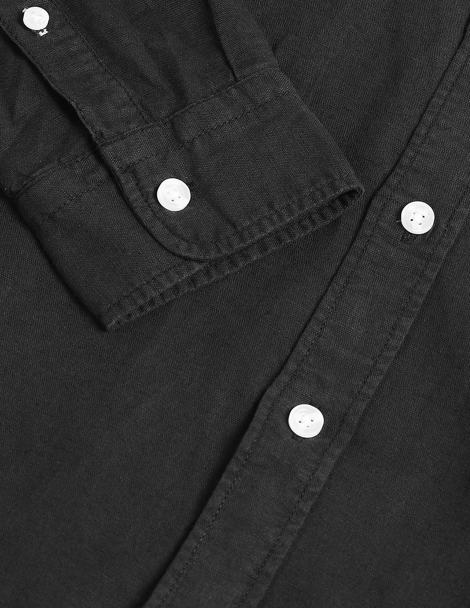 Slim Fit Solid Shirt Black - U.S. Polo Assn. India | Large