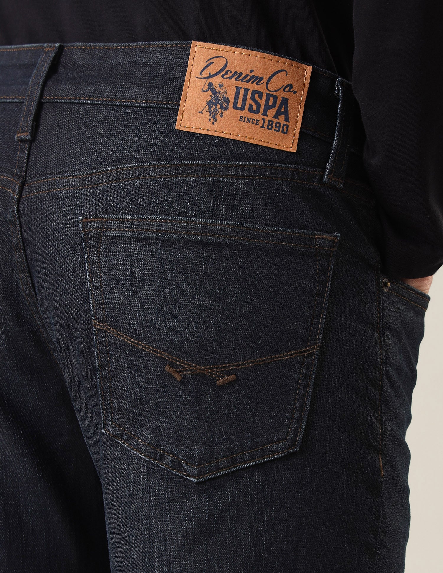 Brandon Slim-Tapered Fit Whiskered Jeans Dark Blue - U.S. Polo Assn. India | Large