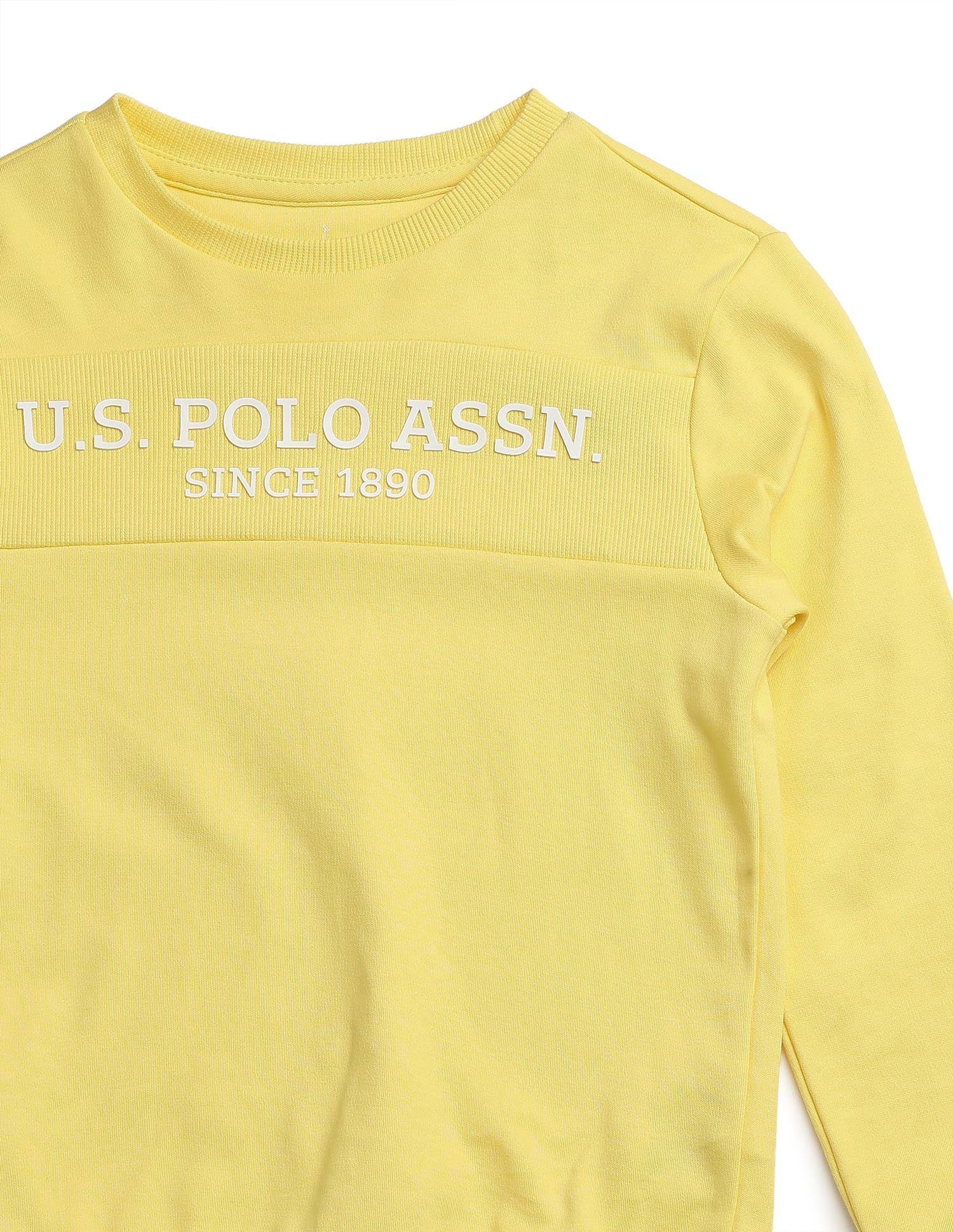 Boys Brand Embossed Regular Fit Sweatshirt Yellow - U.S. POLO ASSN. | Large